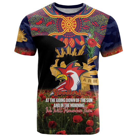 SYD x NRL Rugby ANZAC Day Women V-Neck T-Shirt Last Post Poppy We Will Remember Them DatND DVT