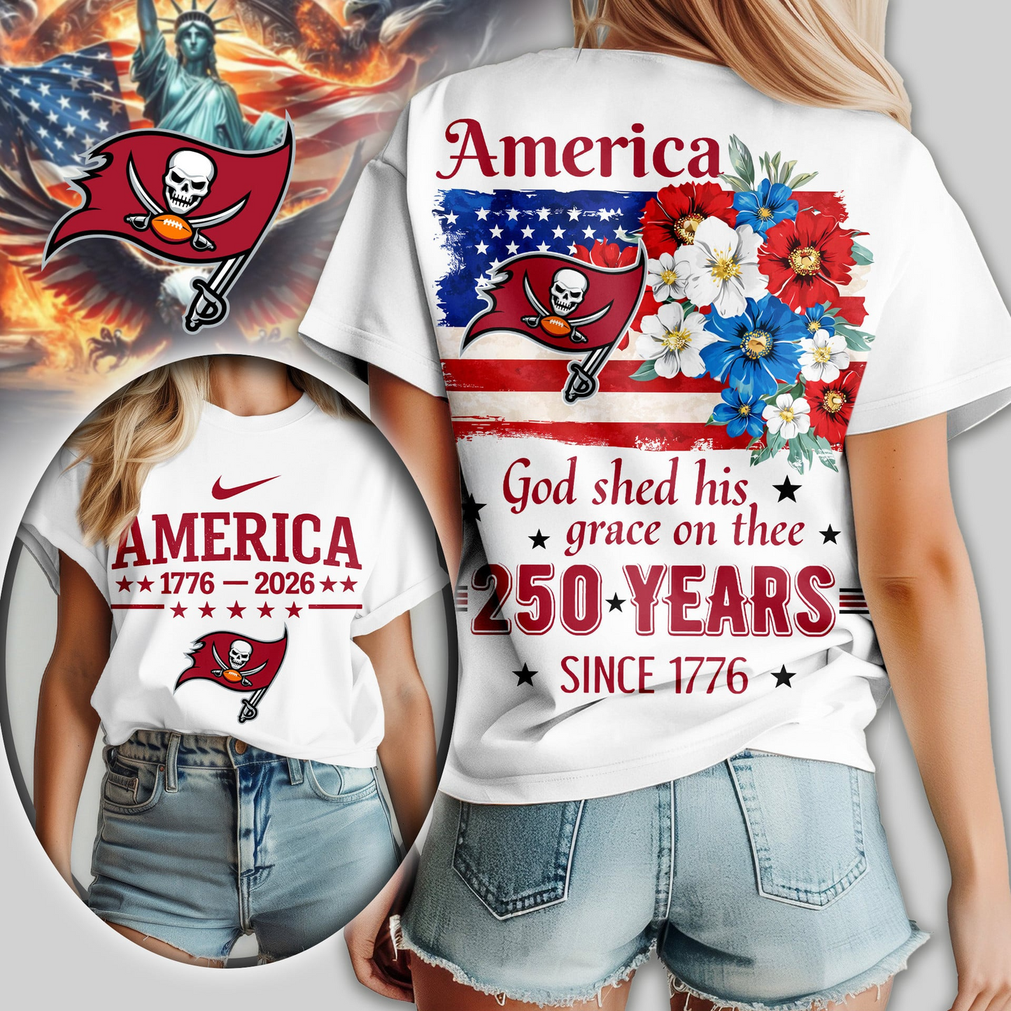 TBB Premium NFL America God Shed His Grace On Thee Women Shirt DDT  NTL