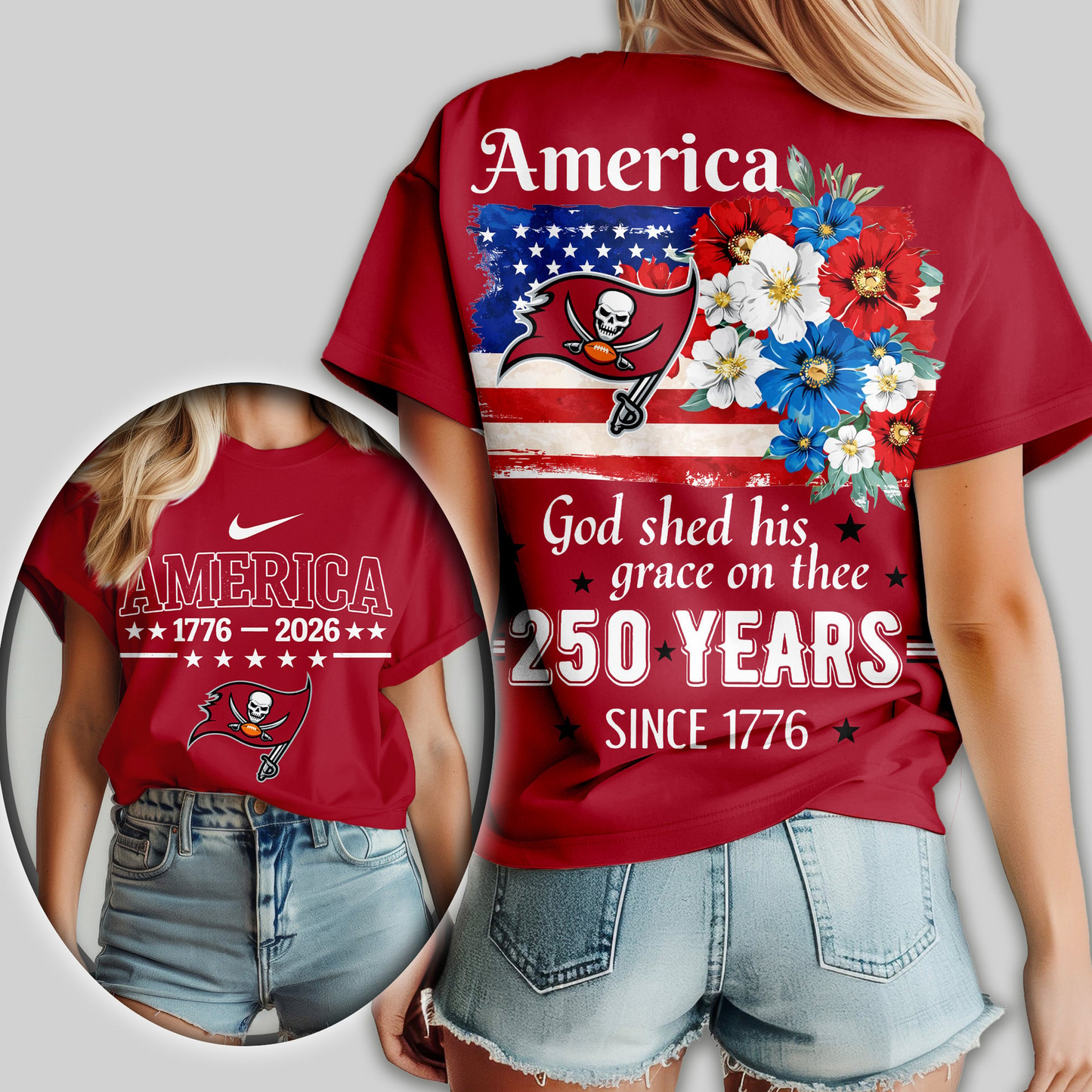 TBB Premium NFL America God Shed His Grace On Thee Women Shirt DDT  NTL
