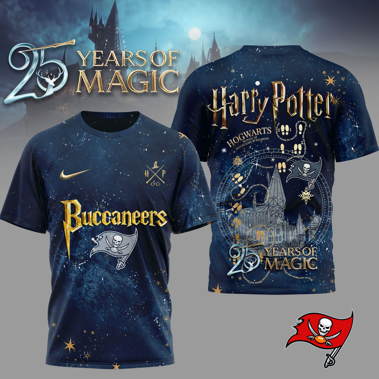 TBB Premium NFL Harry Potter 25 Years Of Magic 3D Shirt DDT CTND