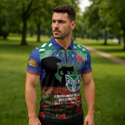 WAR x NRL Rugby ANZAC Day Zipper Polo Shirt Last Post Poppy We Will Remember Them LT14 DatND DVT