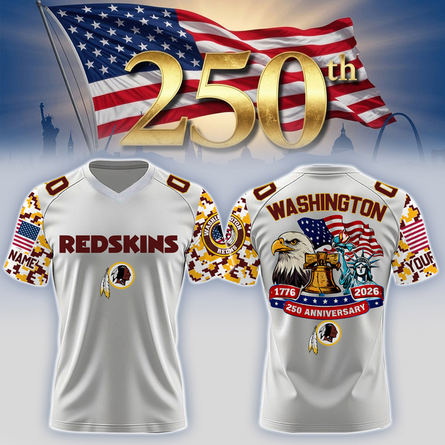 WAS x 250th Years USA Anniversary-V-neck Short Sleeve Jersey DATND TANTD