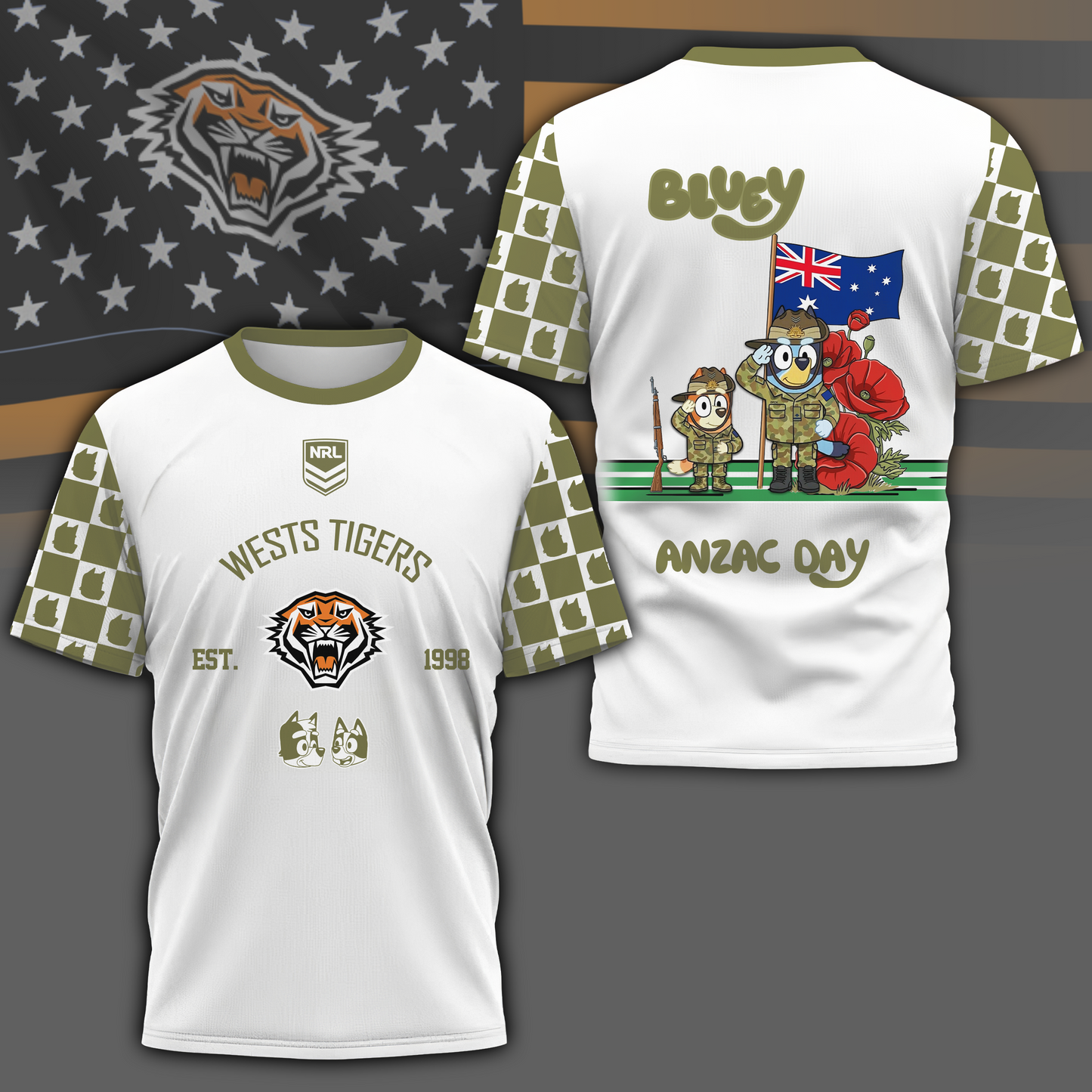 WT x NRL Anniversary Anzac Day Shirt DDT LBN