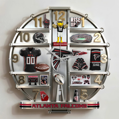 AF x NFL Home Decorative 3D Visual Effect Acrylic Wall Clock NAK CTKT