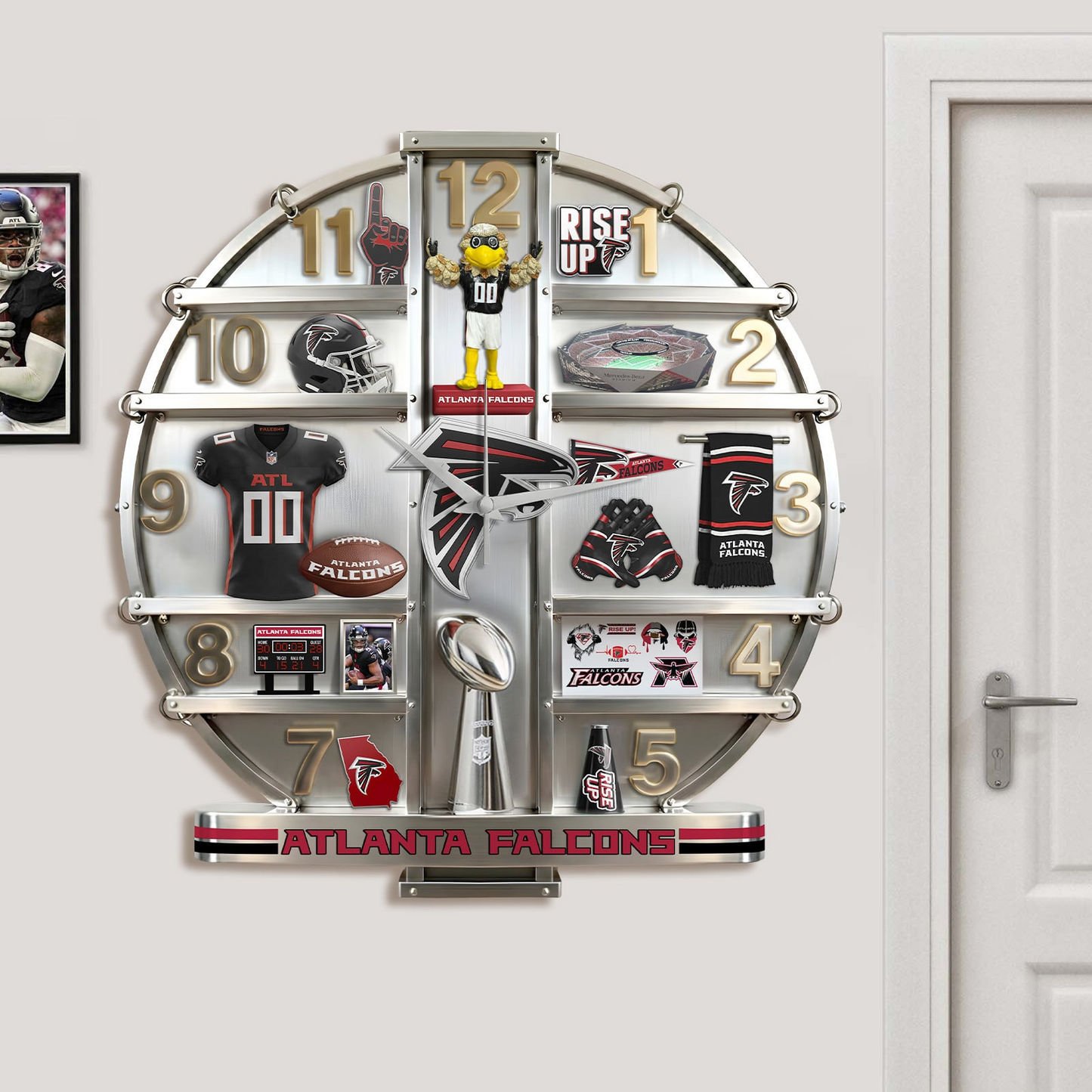 AF x NFL Home Decorative 3D Visual Effect Acrylic Wall Clock NAK CTKT