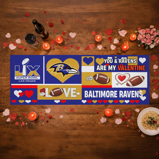 BAL X NFL Premium Super Bowl-themed tablecloth, quilted and embroidered, perfect for Valentine's Day NAK NHT