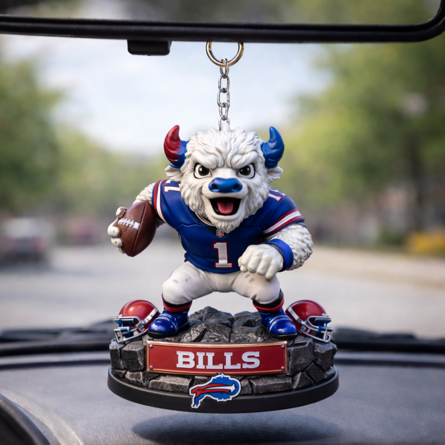 BUF X NFL Football Mascot Car Hanging Ornament NAK NHT