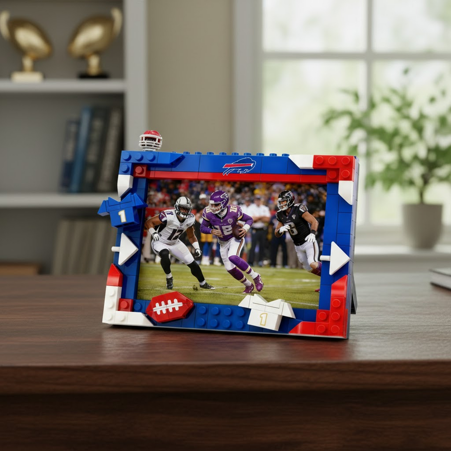 BUF X NFL Football Photo Frame Building Set Compatible Display Gift For Fans NAK NHT