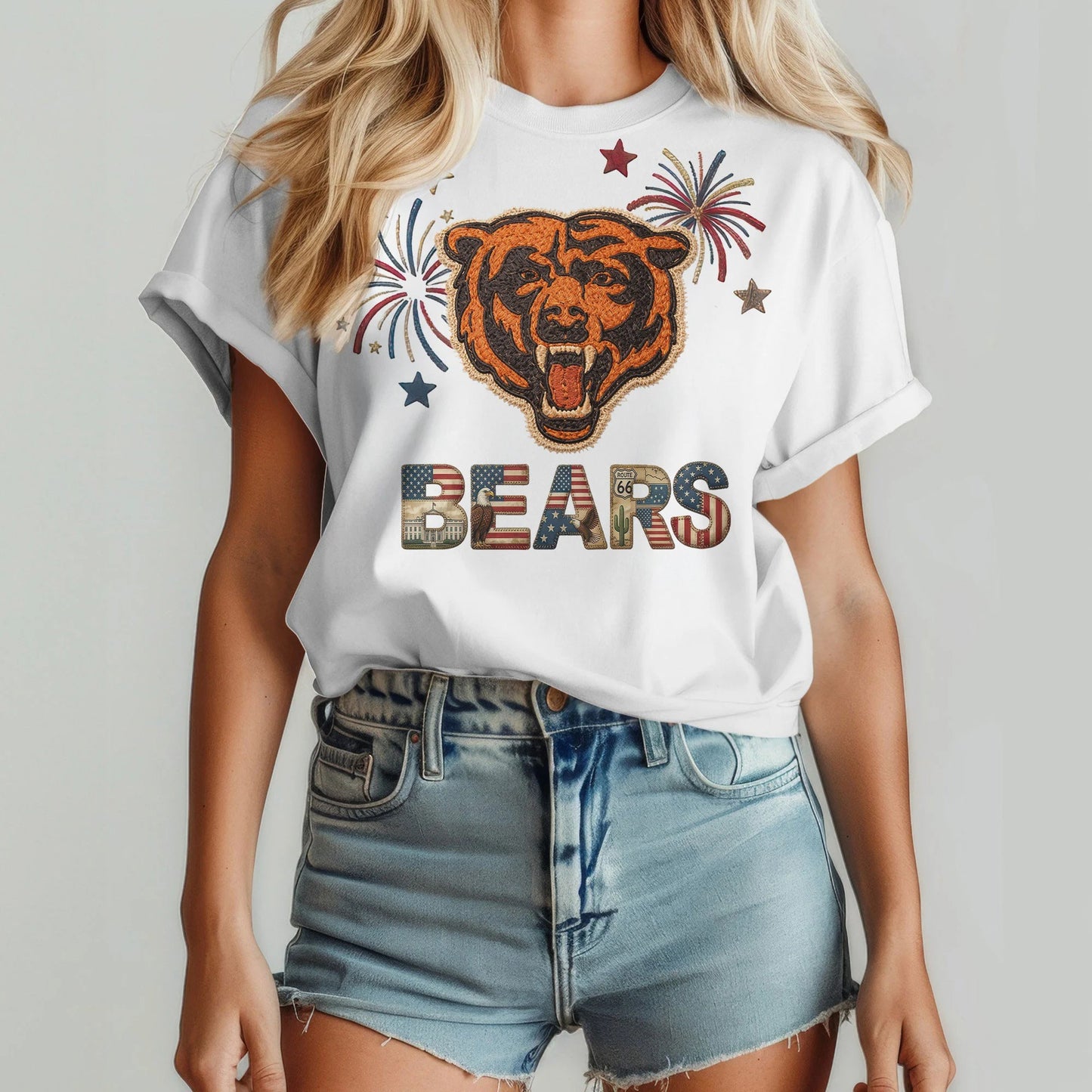 CHI Premium NFL 250th Anniversary Of America Patchwork Women Shirt DDT CTND