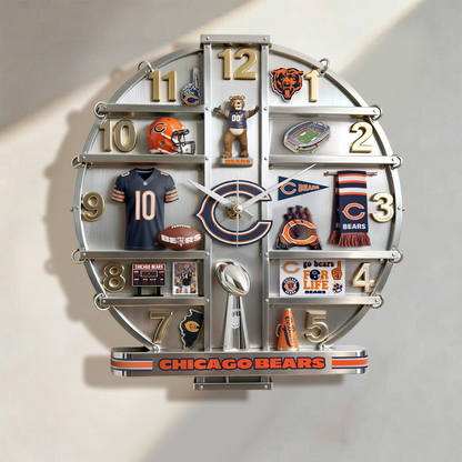 CHI x NFL Home Decorative 3D Visual Effect Acrylic Wall Clock NAK CTKT