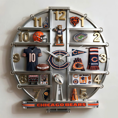 CHI x NFL Home Decorative 3D Visual Effect Acrylic Wall Clock NAK CTKT
