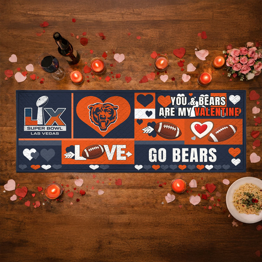 CHI X NFL Premium Super Bowl-themed tablecloth, quilted and embroidered, perfect for Valentine's Day NAK NHT