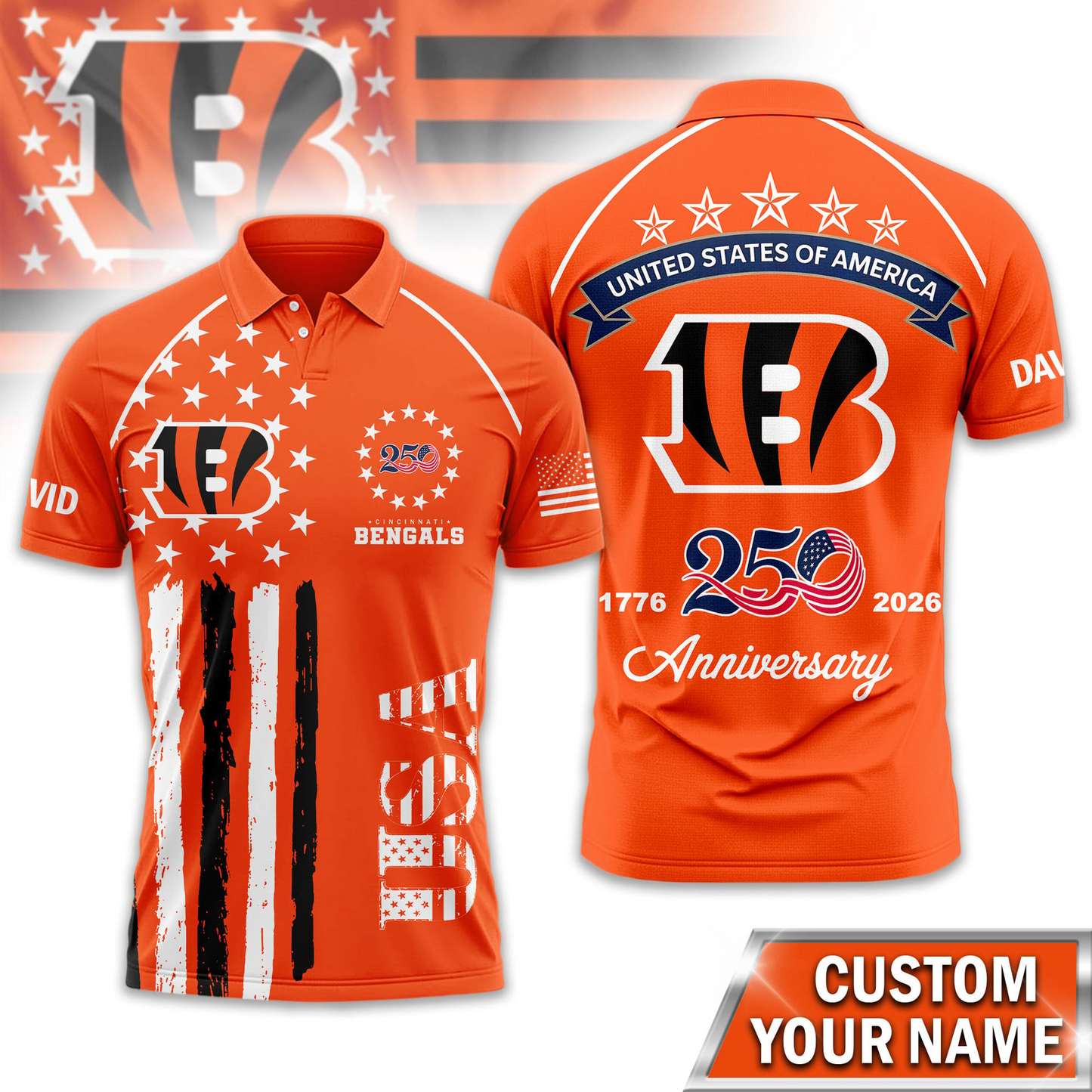 CIN Premium NFL American Semiquincentennial Polo Shirt DDT NTL