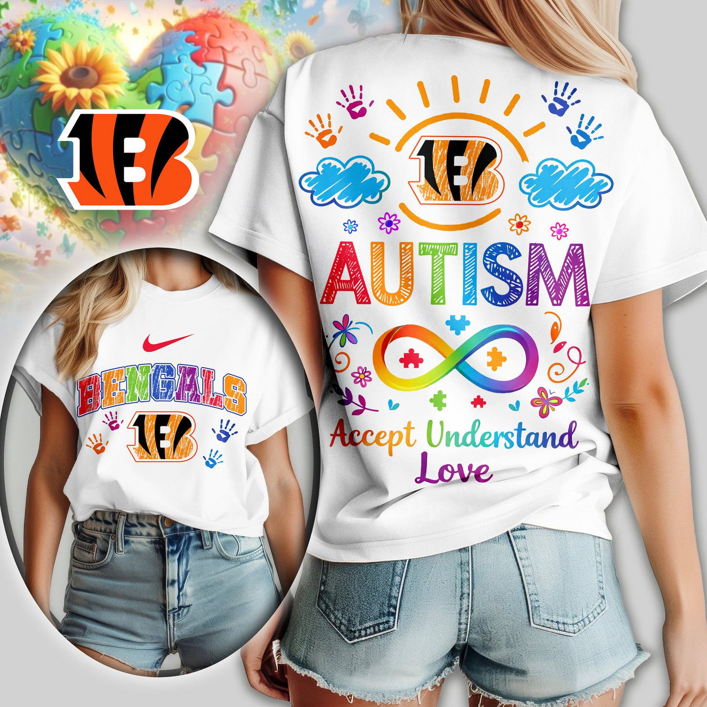 CIN Premium NFL National Autism Acceptance Month Women Shirt DDT NTL