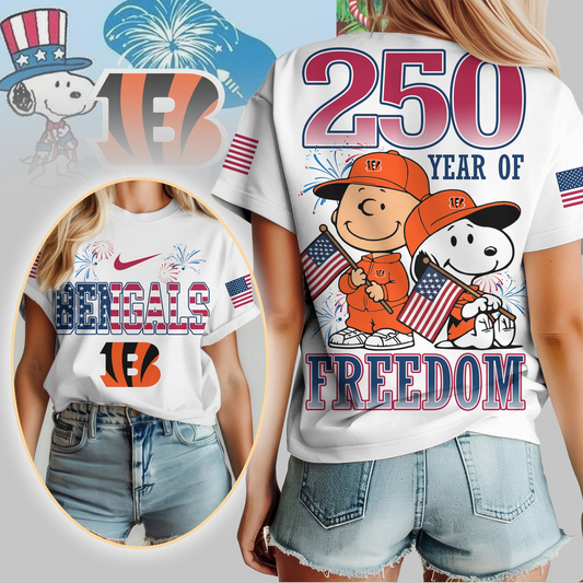 CIN Premium NFL Peanuts 250 Years Of Freedom 3D Shirt DDT NTL