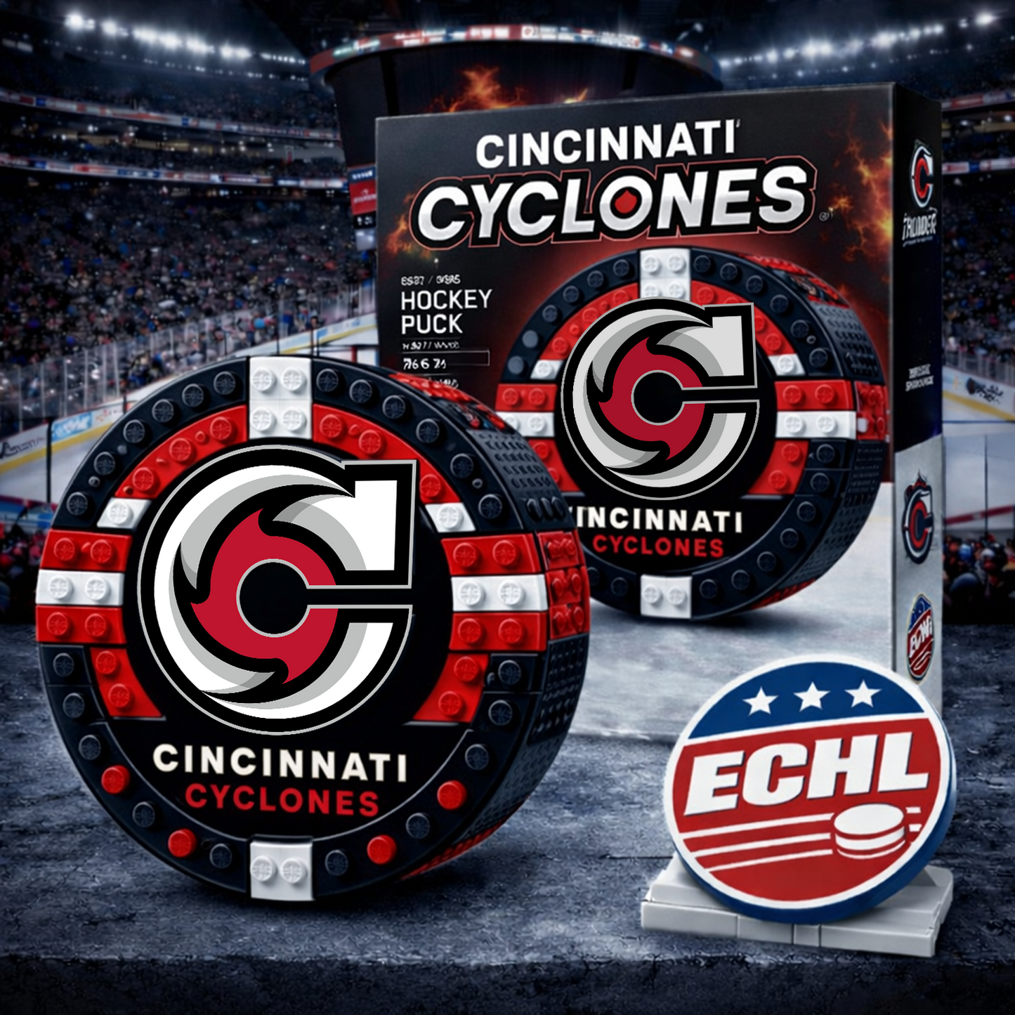 CIN x ECHL Hockey Puck Building Block Set NAK NHT