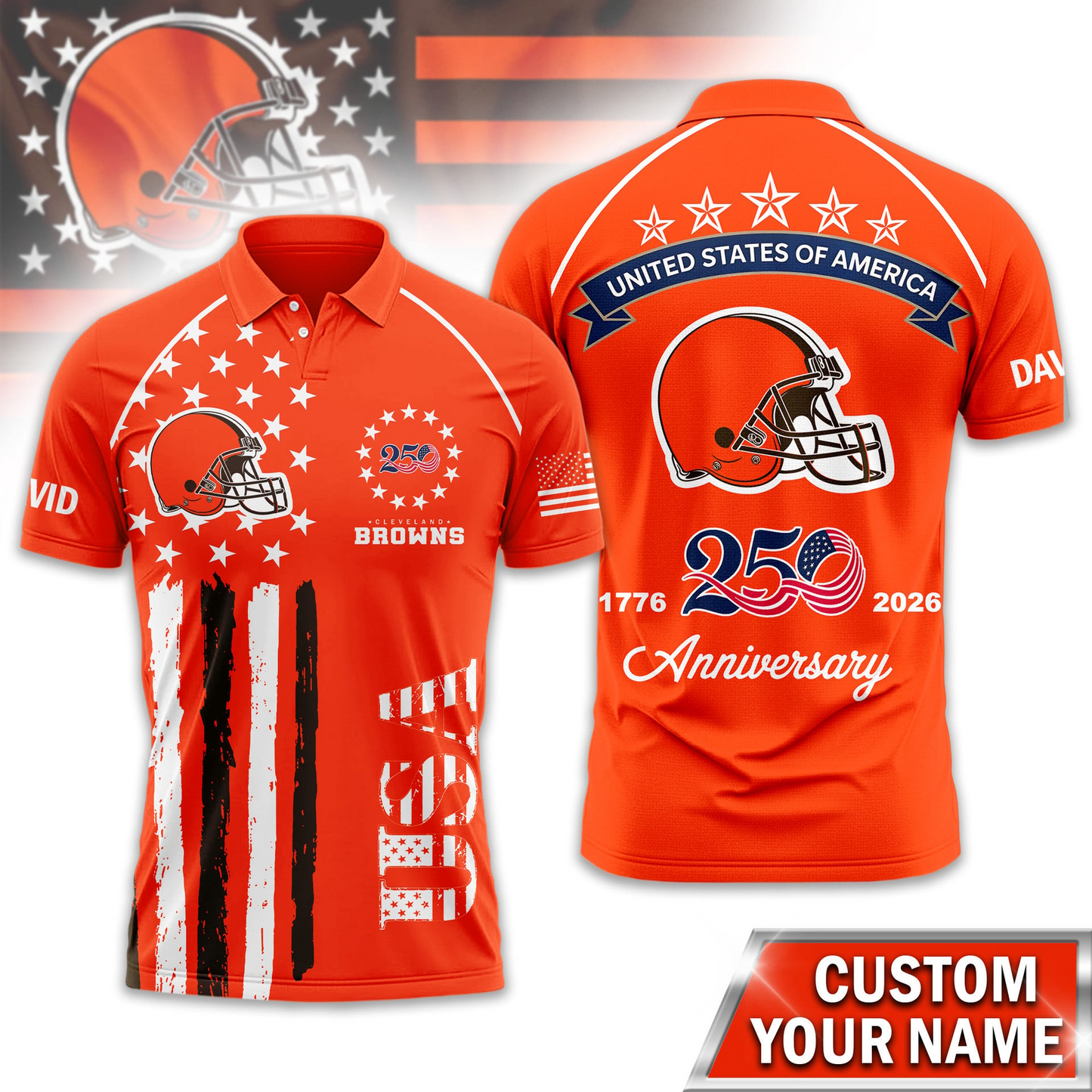 CLE Premium NFL American Semiquincentennial Polo Shirt DDT NTL