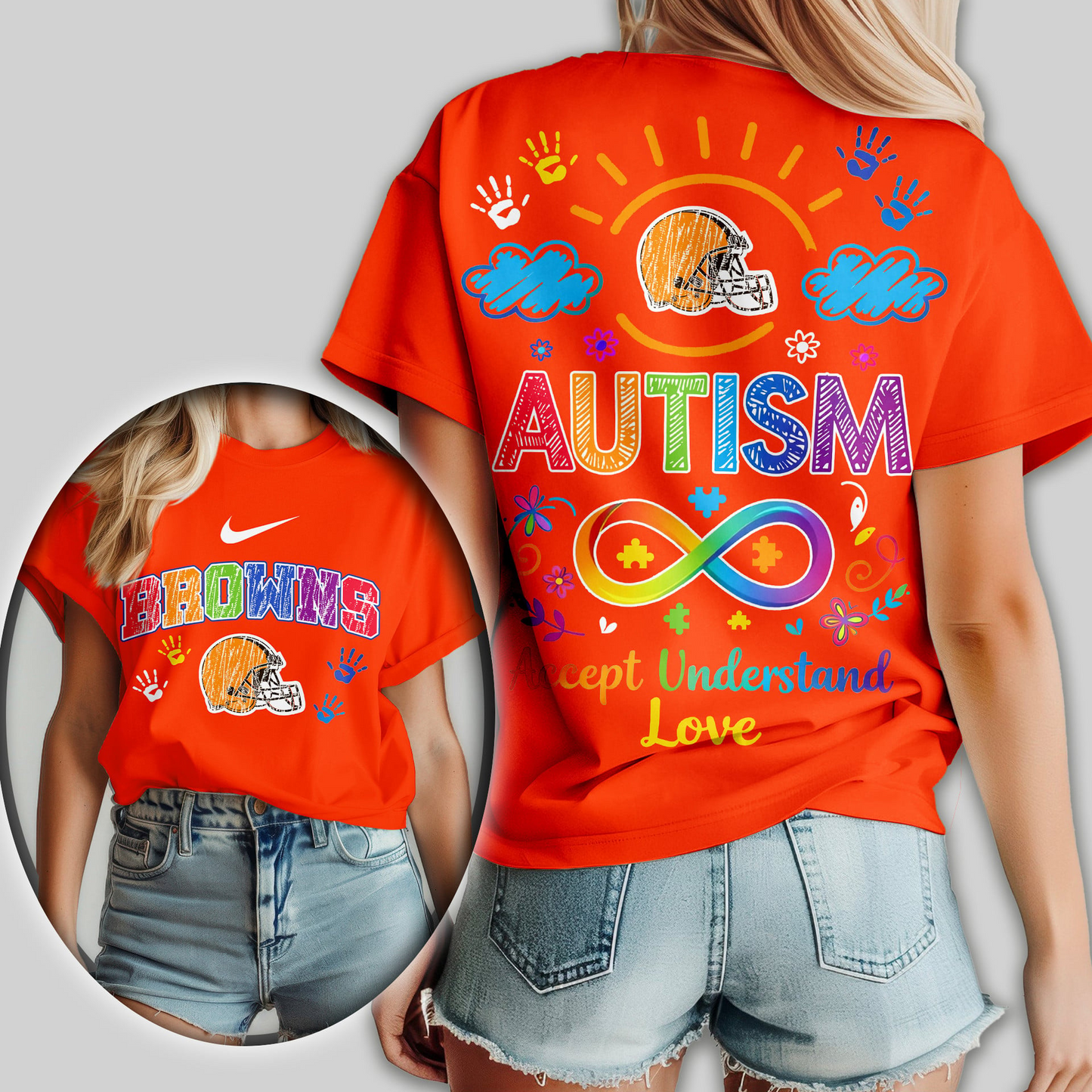 CLE Premium NFL National Autism Acceptance Month Women Shirt DDT NTL