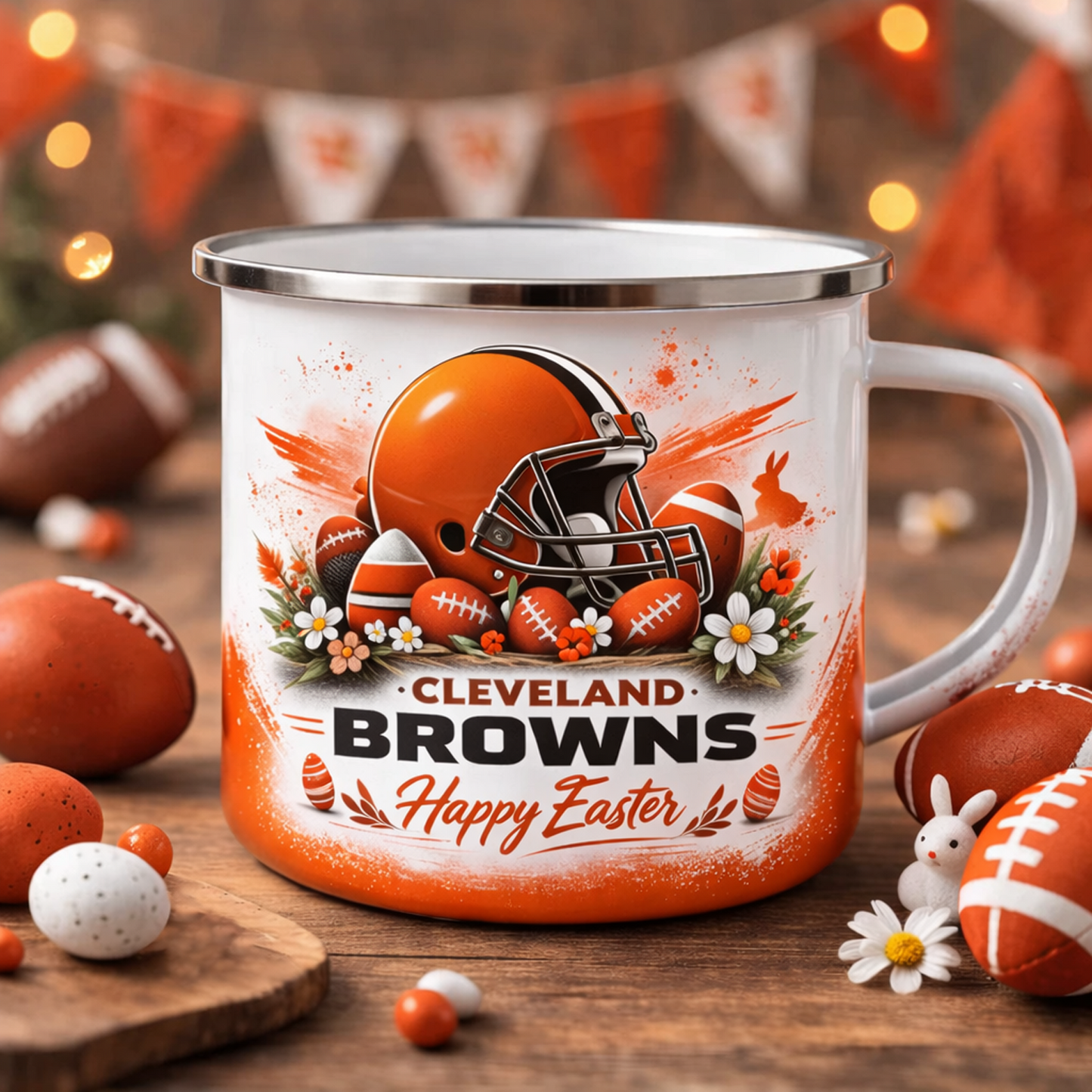 CLE X NFL Easter-themed enamel mug NAK NHT