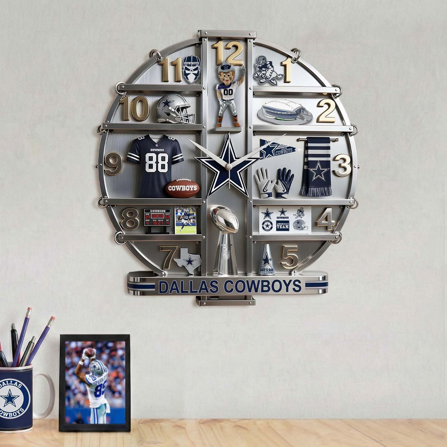 DC x NFL Home Decorative 3D Visual Effect Acrylic Wall Clock NAK CTKT