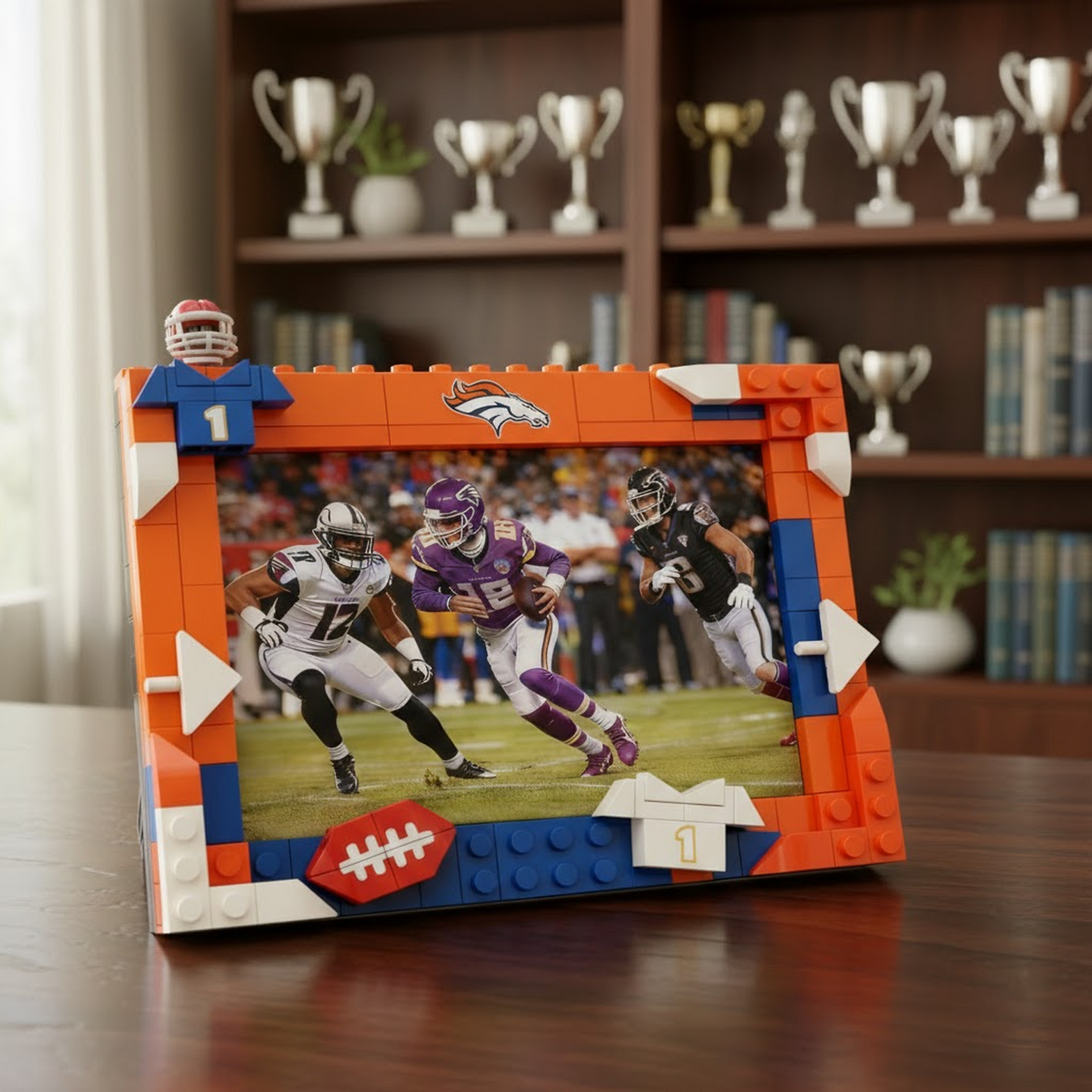 DEN X NFL Football Photo Frame Building Set Compatible Display Gift For Fans NAK NHT