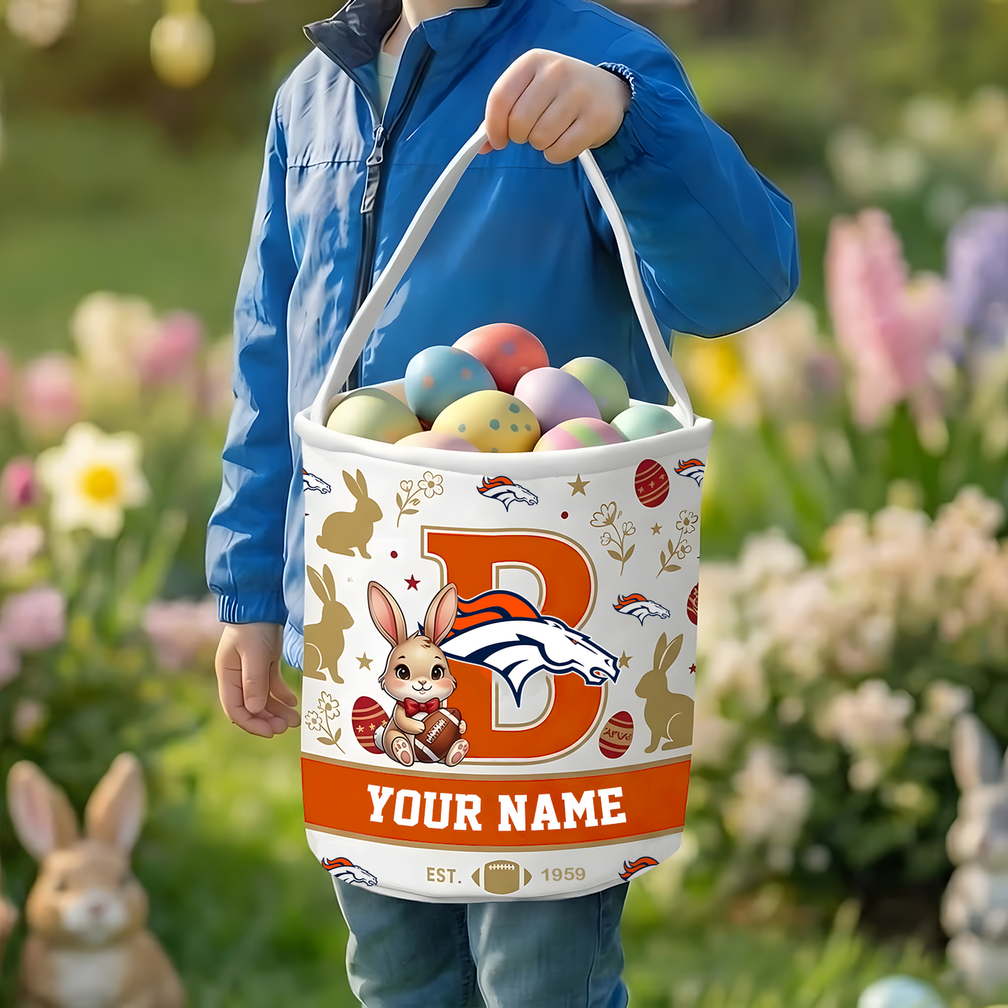 DEN x Personalized Easter Bunny Egg Hunt Basket NAK NHT