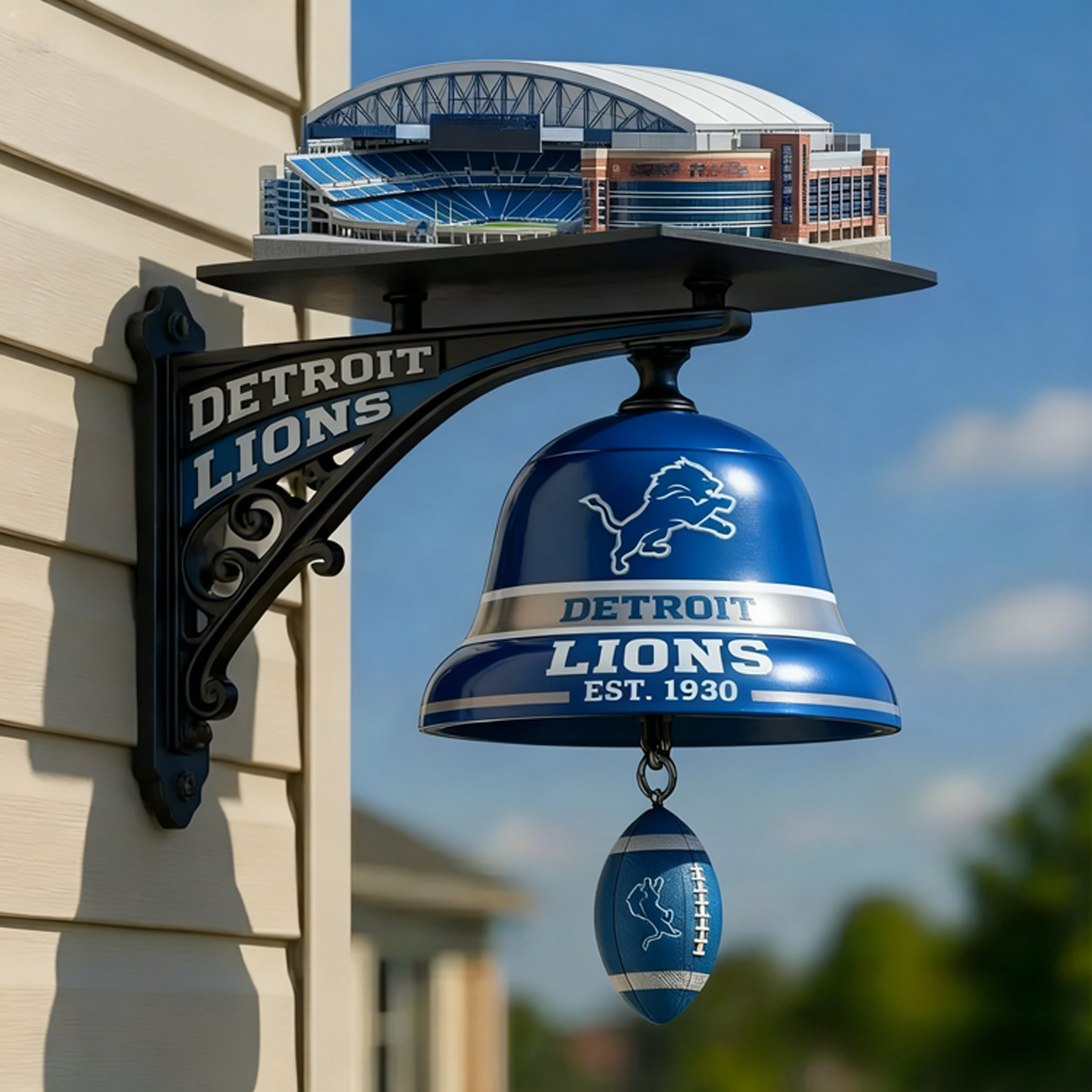 DET X NFL Football Team Home Stadium-Themed Vintage Wall-Mounted Doorbell NAK NHT