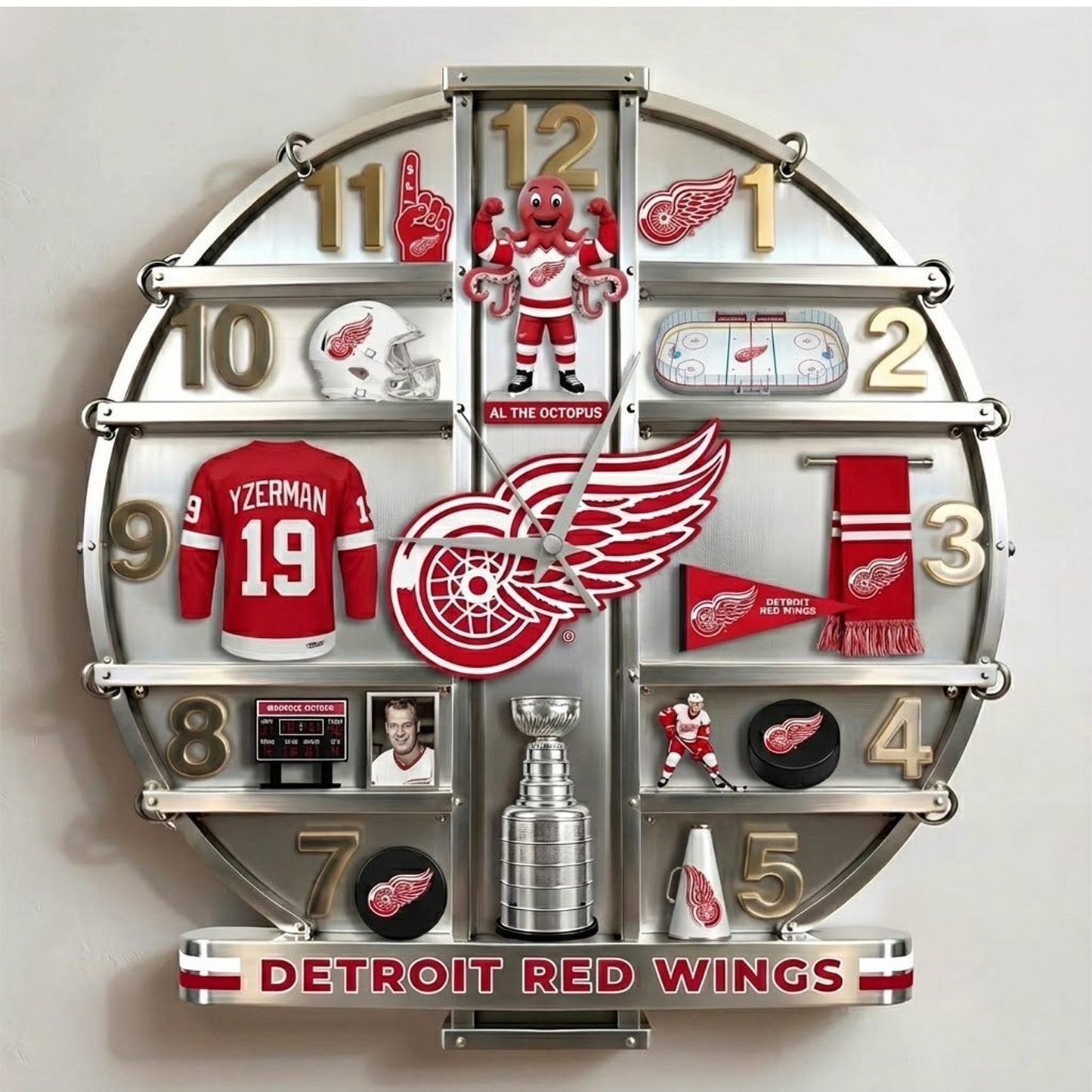 DET X NHL Home Decorative 3D Visual Effect Acrylic Wall Clock NAK NHT