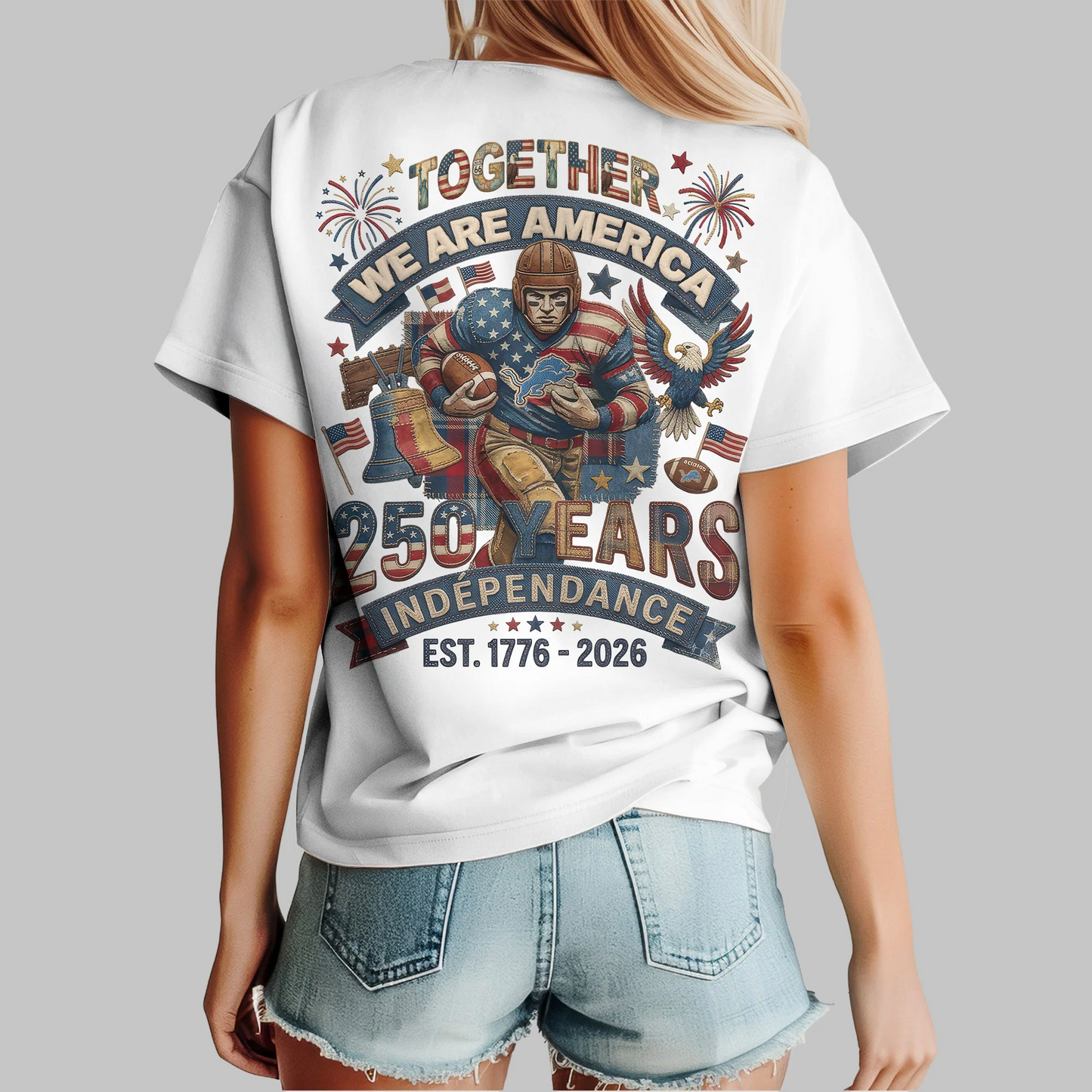 DL Premium NFL 250th Anniversary Of America Patchwork Women Shirt DDT CTND