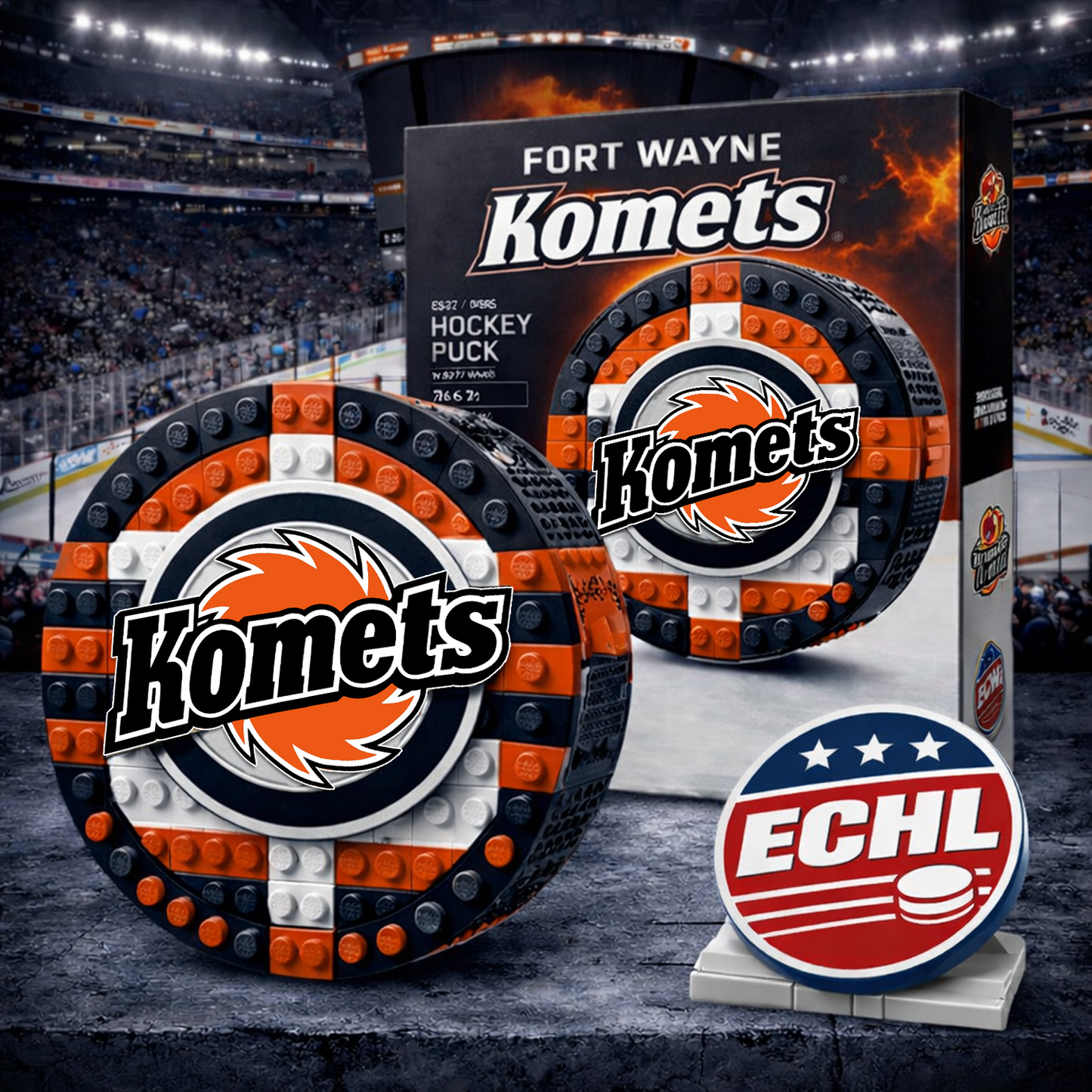 FWK x ECHL Hockey Puck Building Block Set NAK NHT
