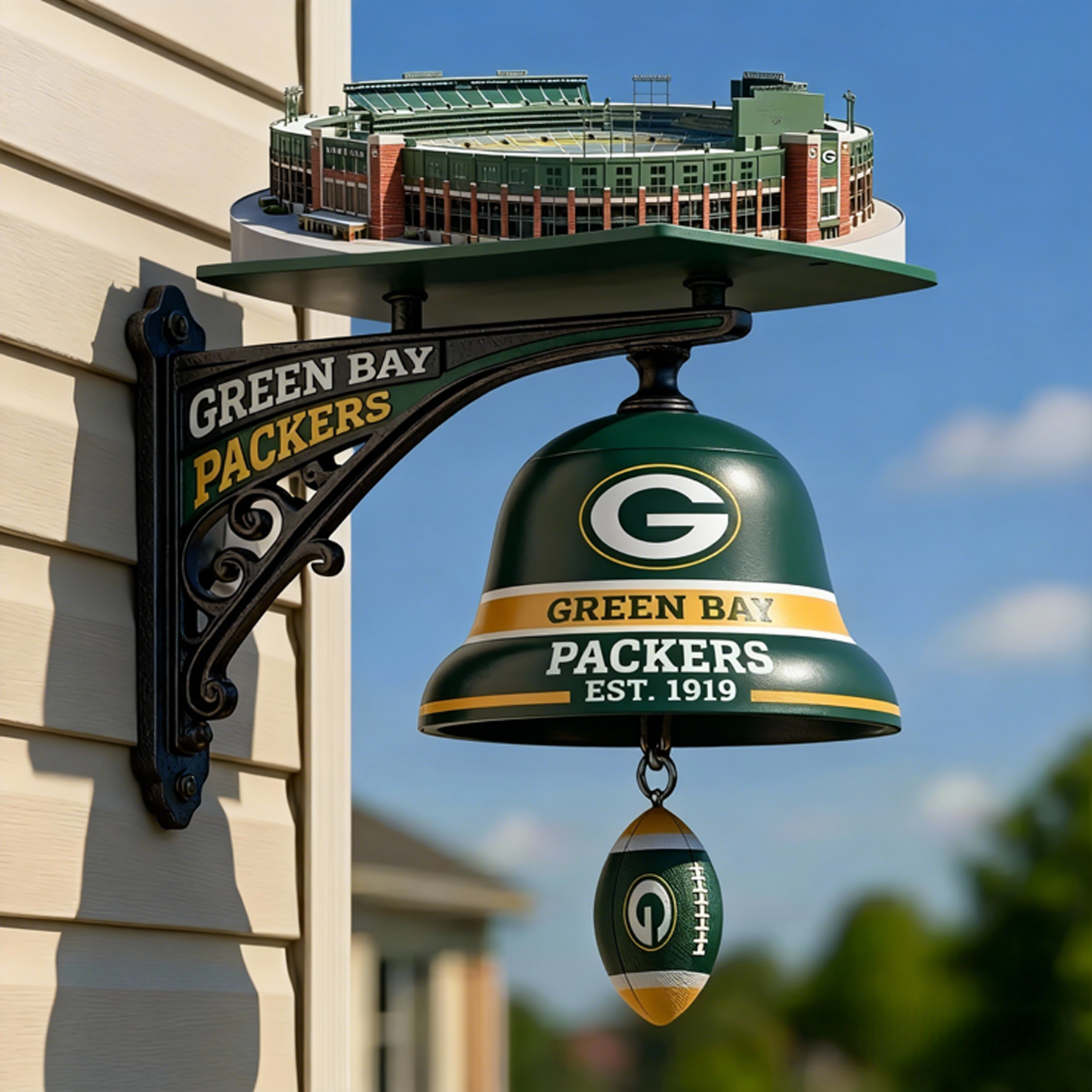 GB X NFL Football Team Home Stadium-Themed Vintage Wall-Mounted Doorbell NAK NHT