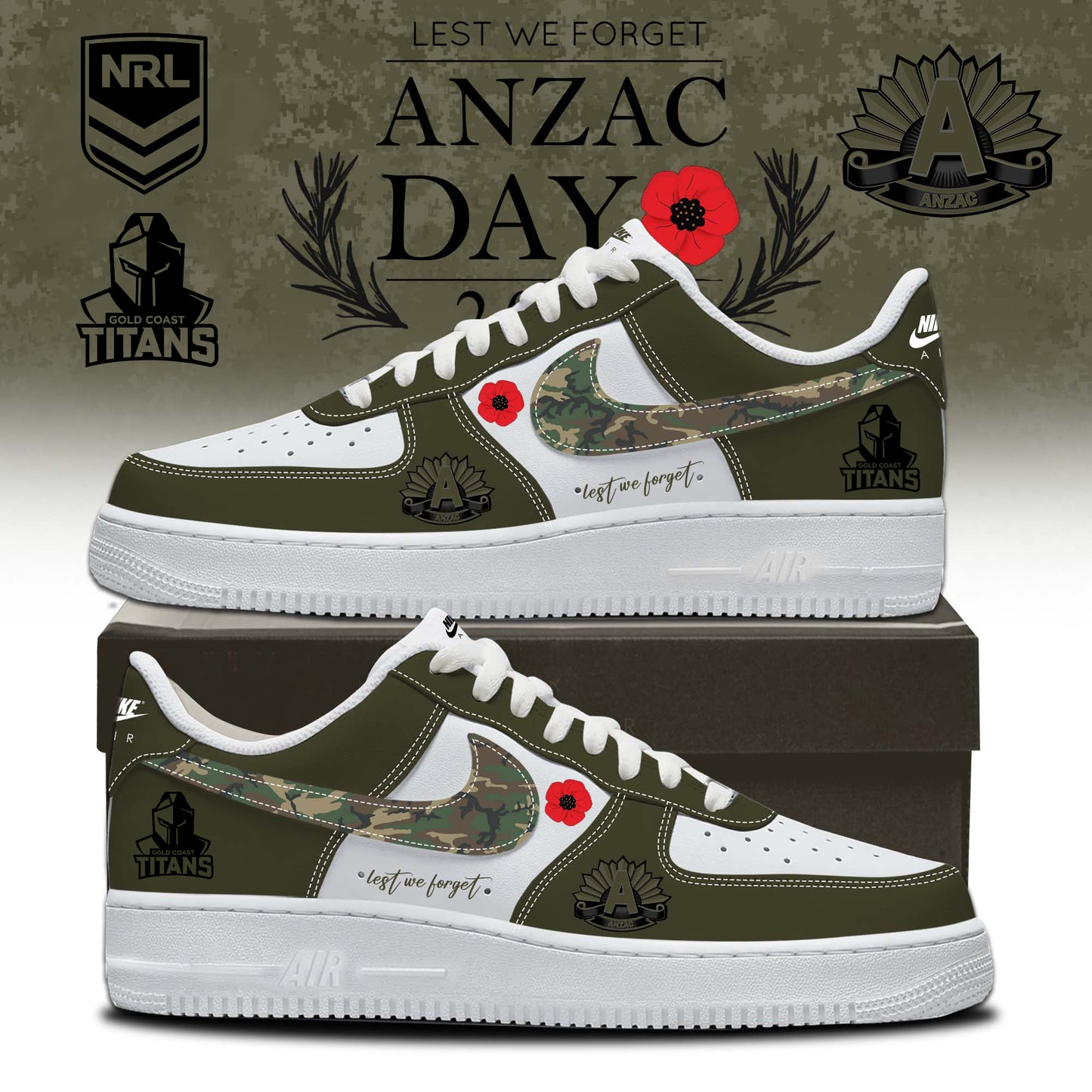 GCT x NRL Anniversary Anzac Day AF1 Sneakers DDT TTTZ