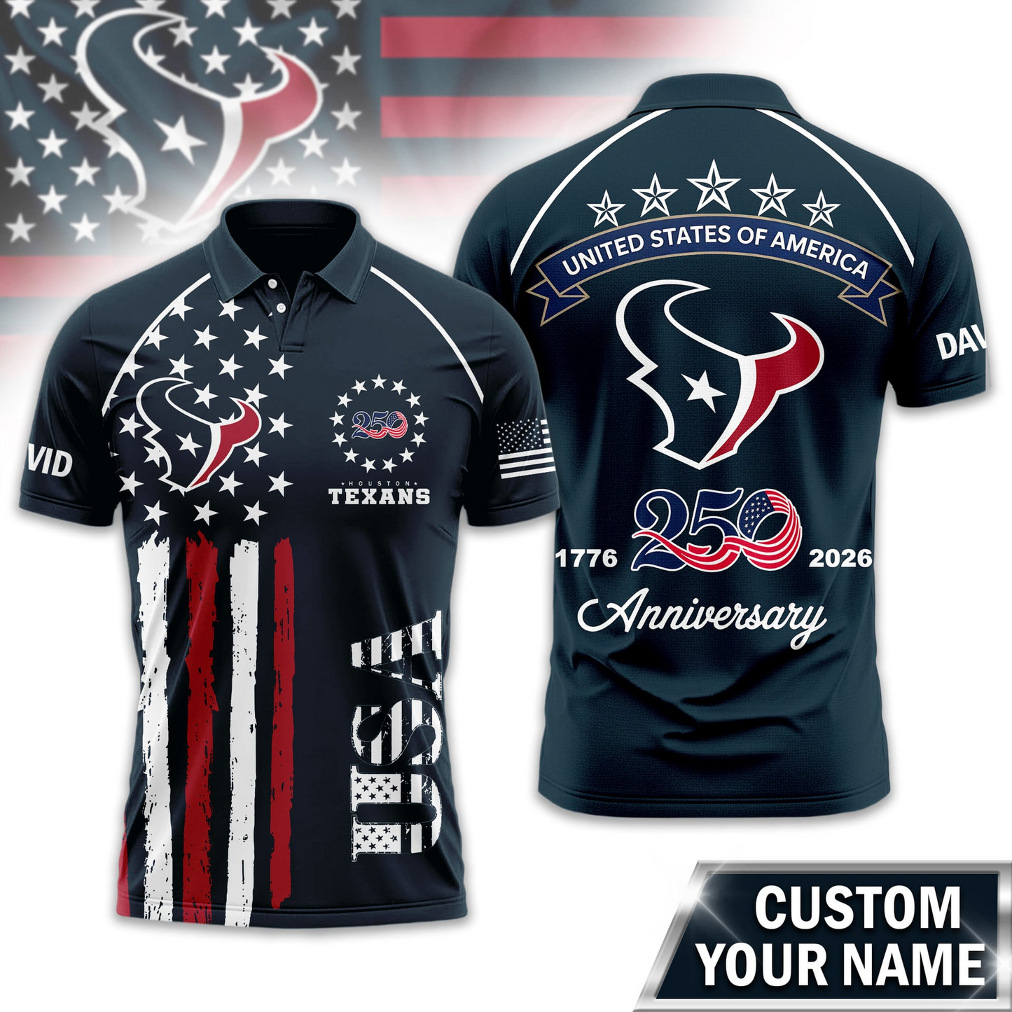 HT Premium NFL American Semiquincentennial Polo Shirt DDT NTL