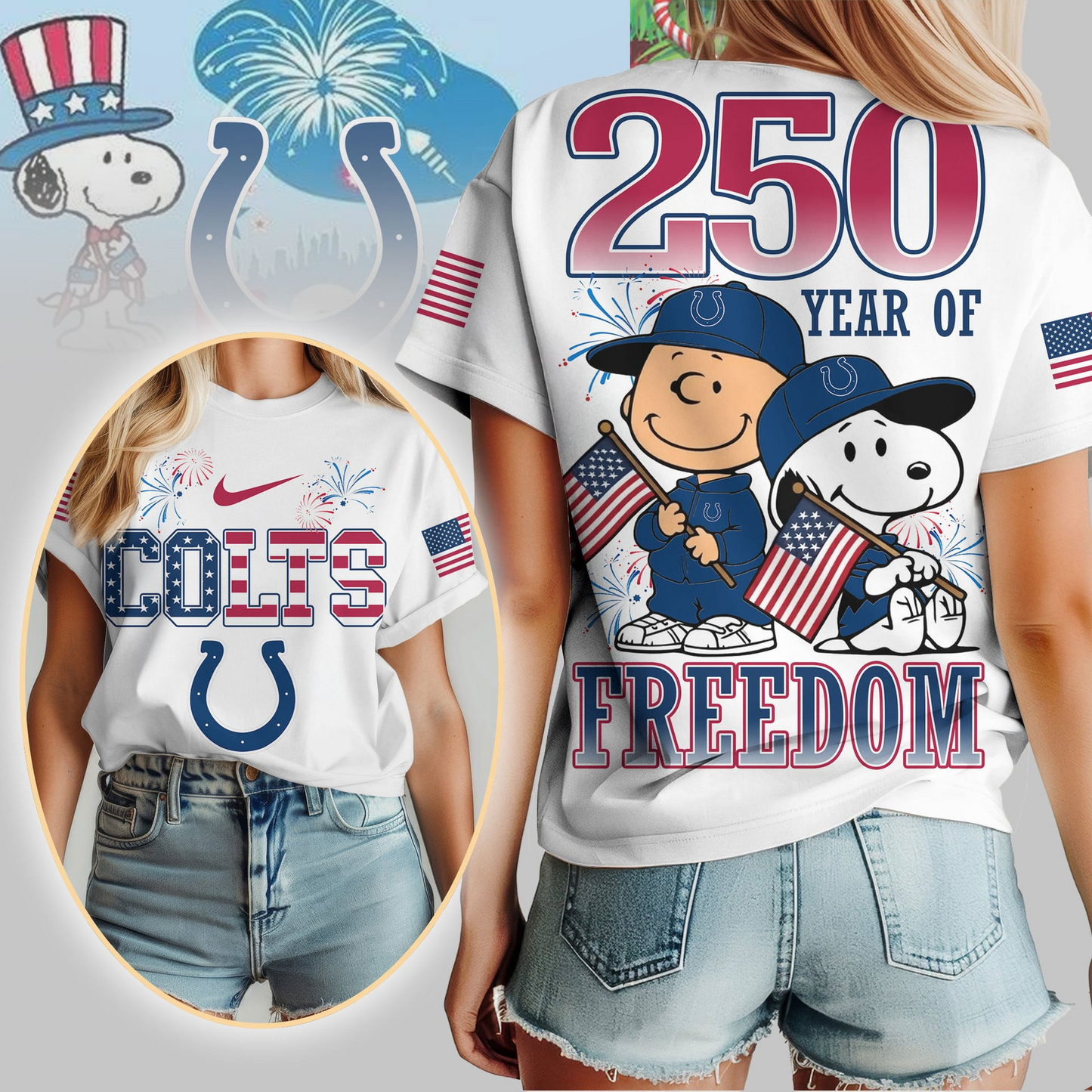 IC Premium NFL Peanuts 250 Years Of Freedom 3D Shirt DDT NTL