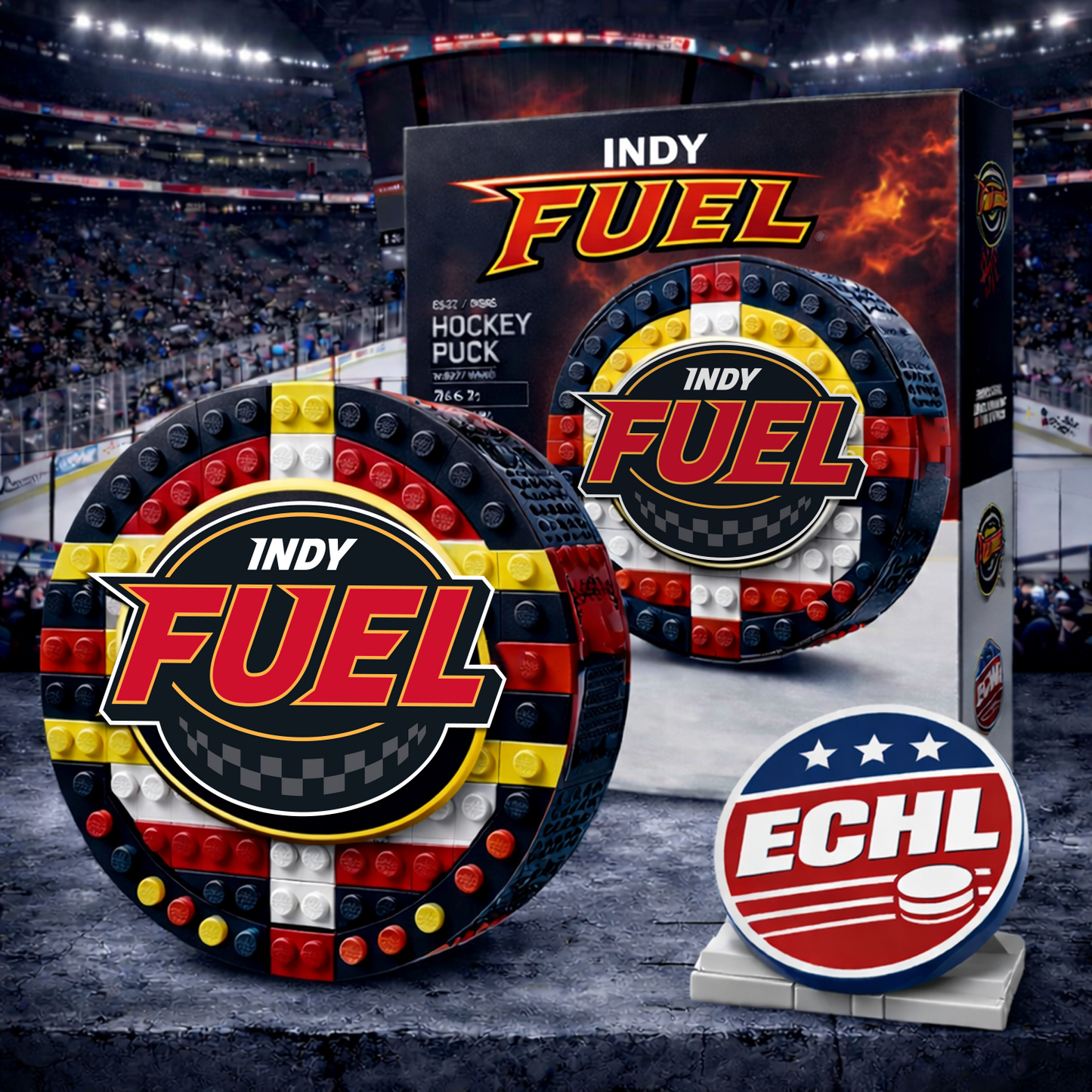 IND x ECHL Hockey Puck Building Block Set NAK NHT