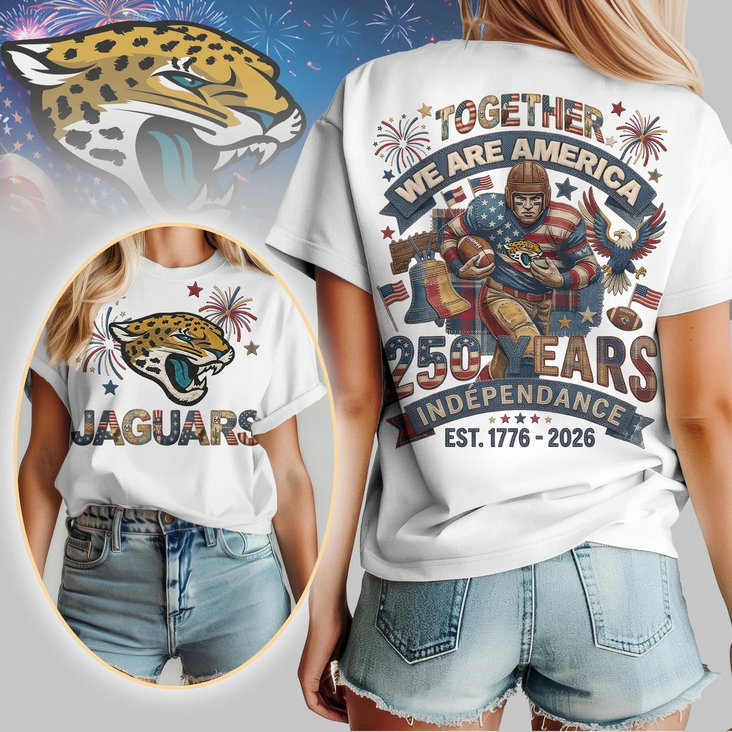 JJ Premium NFL 250th Anniversary Of America Patchwork Women Shirt DDT CTND