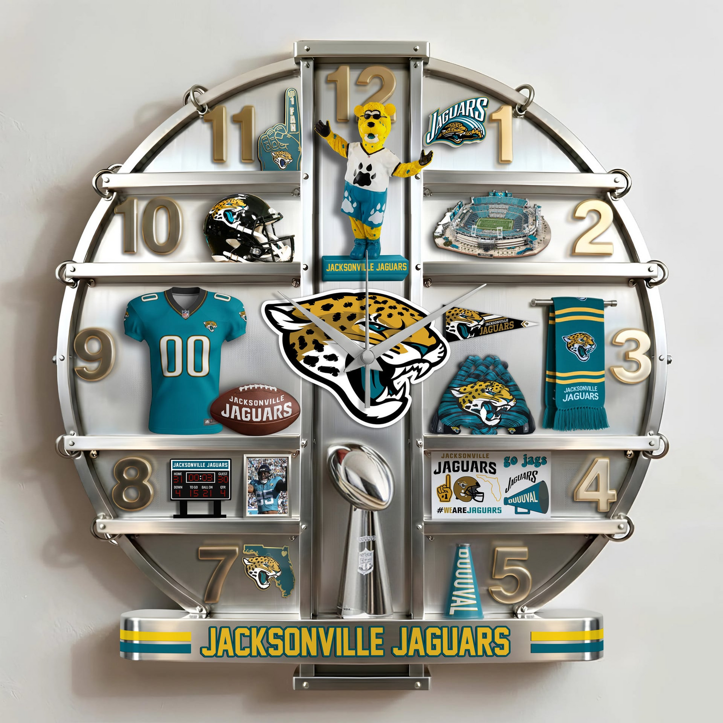 JJ x NFL Home Decorative 3D Visual Effect Acrylic Wall Clock NAK CTKT