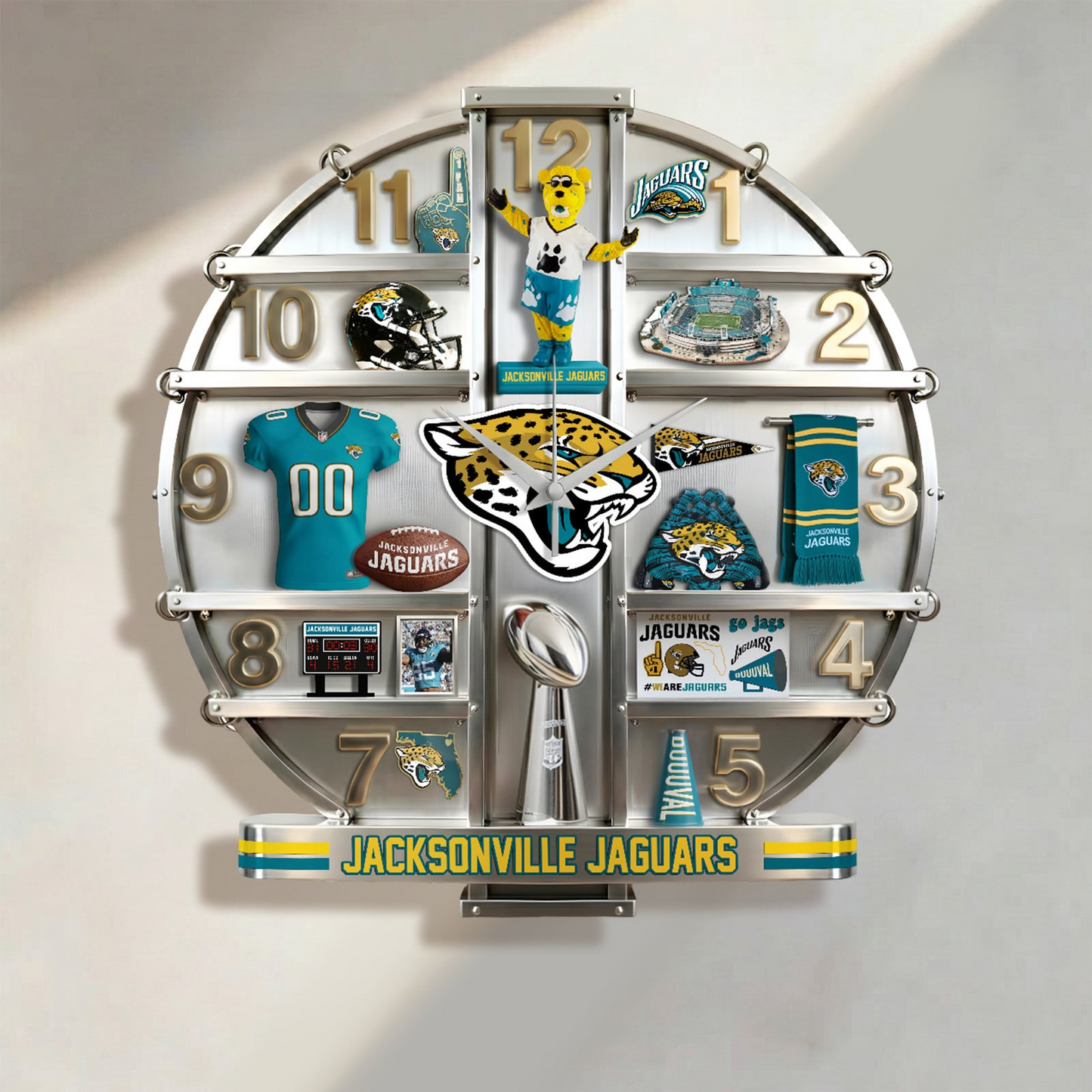 JJ x NFL Home Decorative 3D Visual Effect Acrylic Wall Clock NAK CTKT
