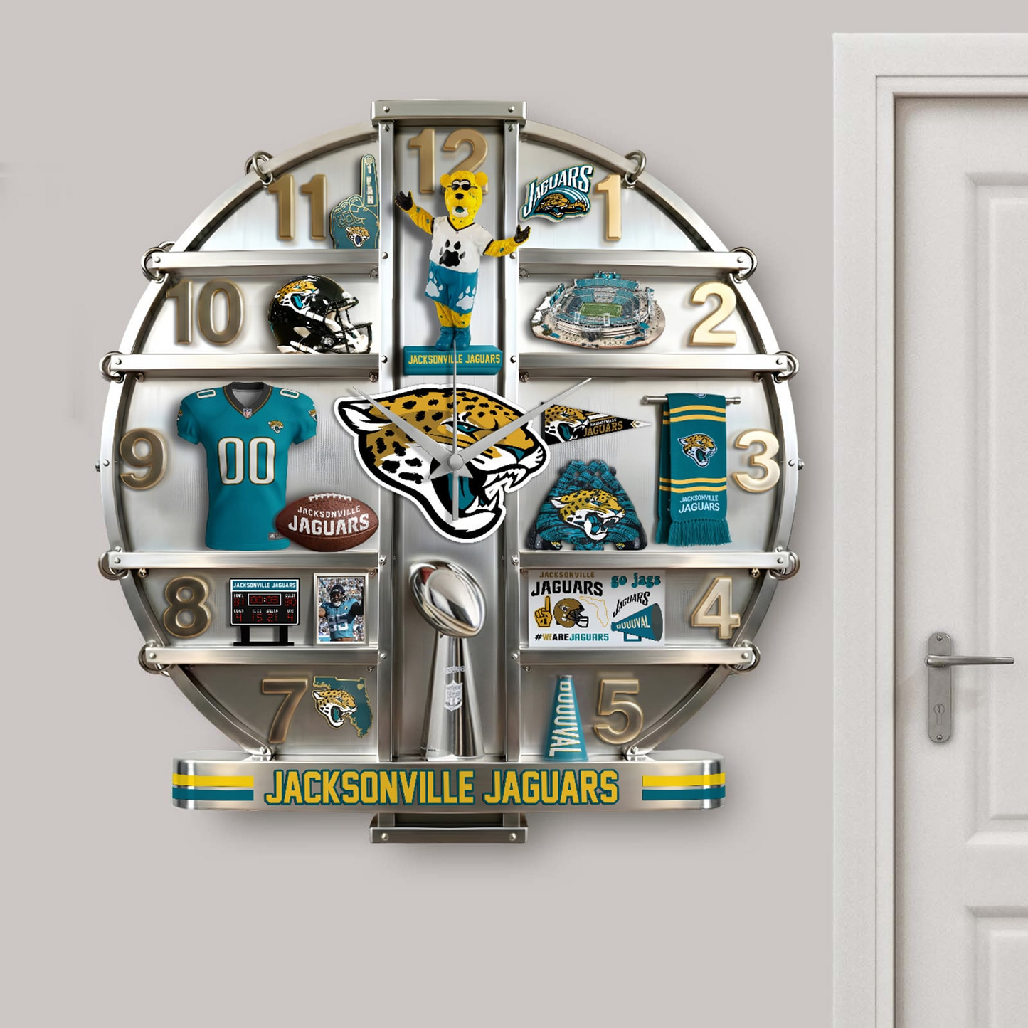JJ x NFL Home Decorative 3D Visual Effect Acrylic Wall Clock NAK CTKT