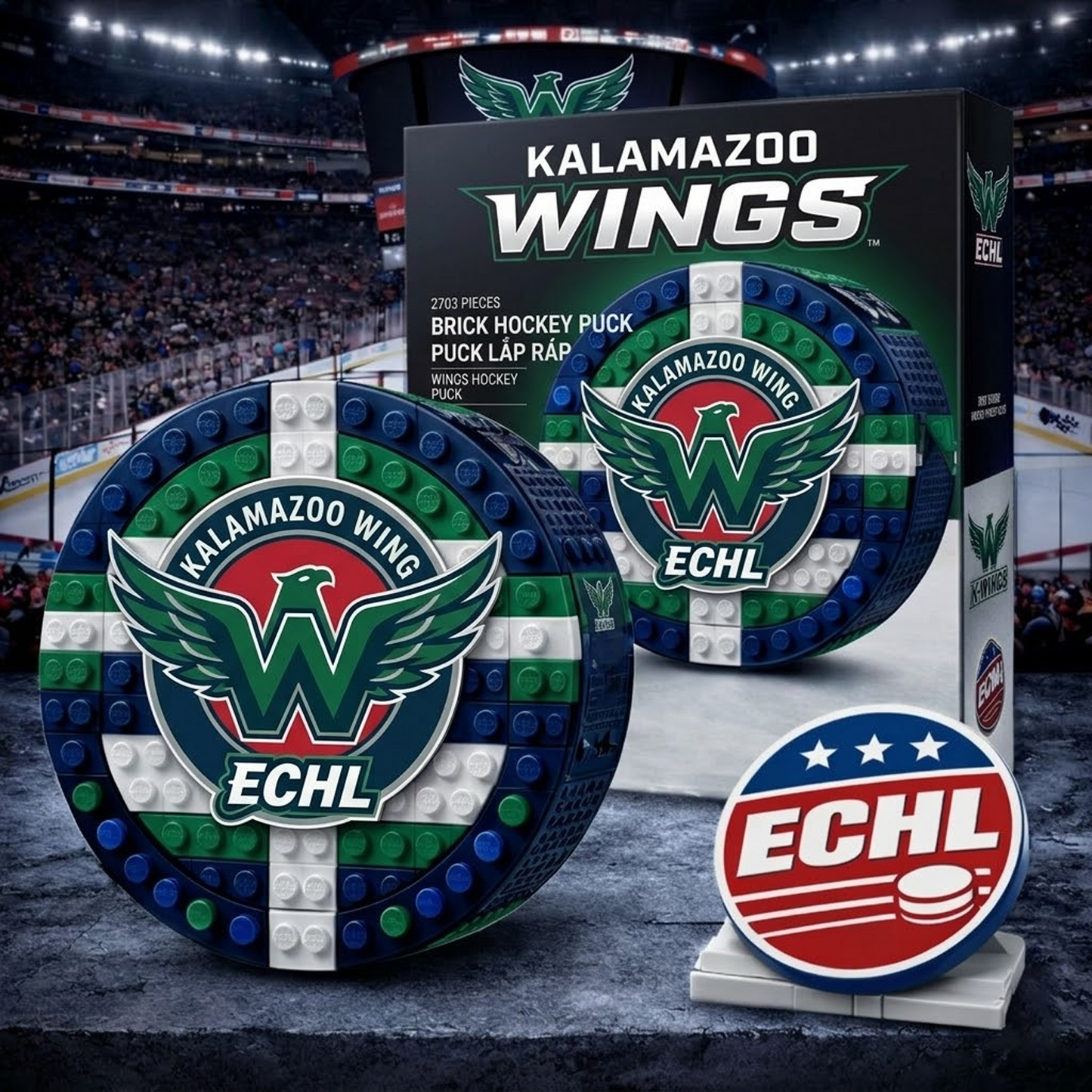 KAL x ECHL Hockey Puck Building Block Set NAK NHT