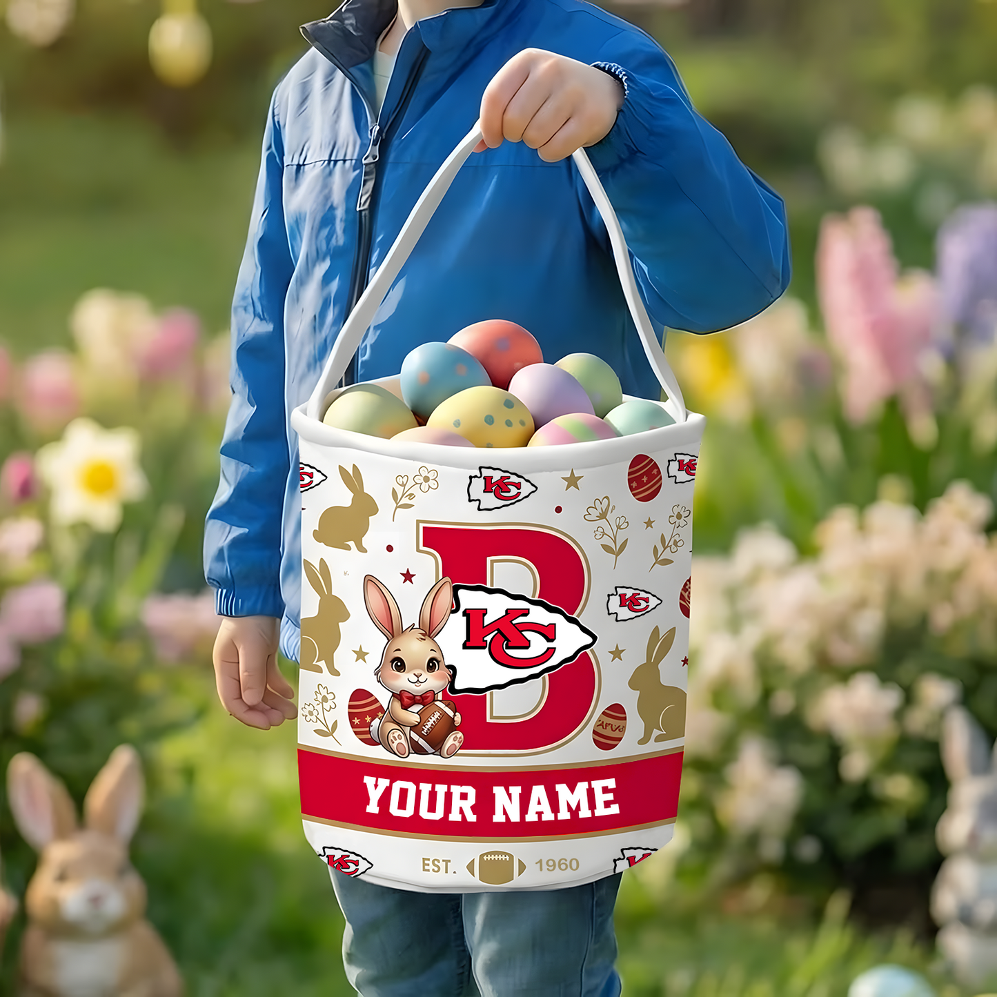 KC x Personalized Easter Bunny Egg Hunt Basket NAK NHT