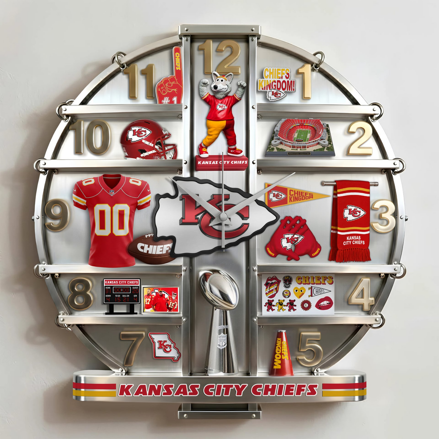 KCC x NFL Home Decorative 3D Visual Effect Acrylic Wall Clock NAK CTKT