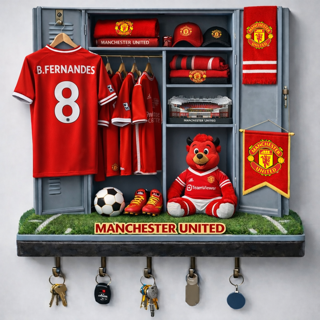 MANU x EPL Changing Room Personalized 3D Visual Effect Acrylic Key Holder DDT NTL