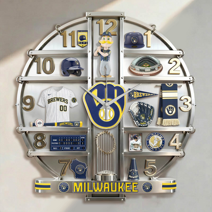 MB x MLB Home Decorative 3D Visual Effect Acrylic Wall Clock NAK CTKT