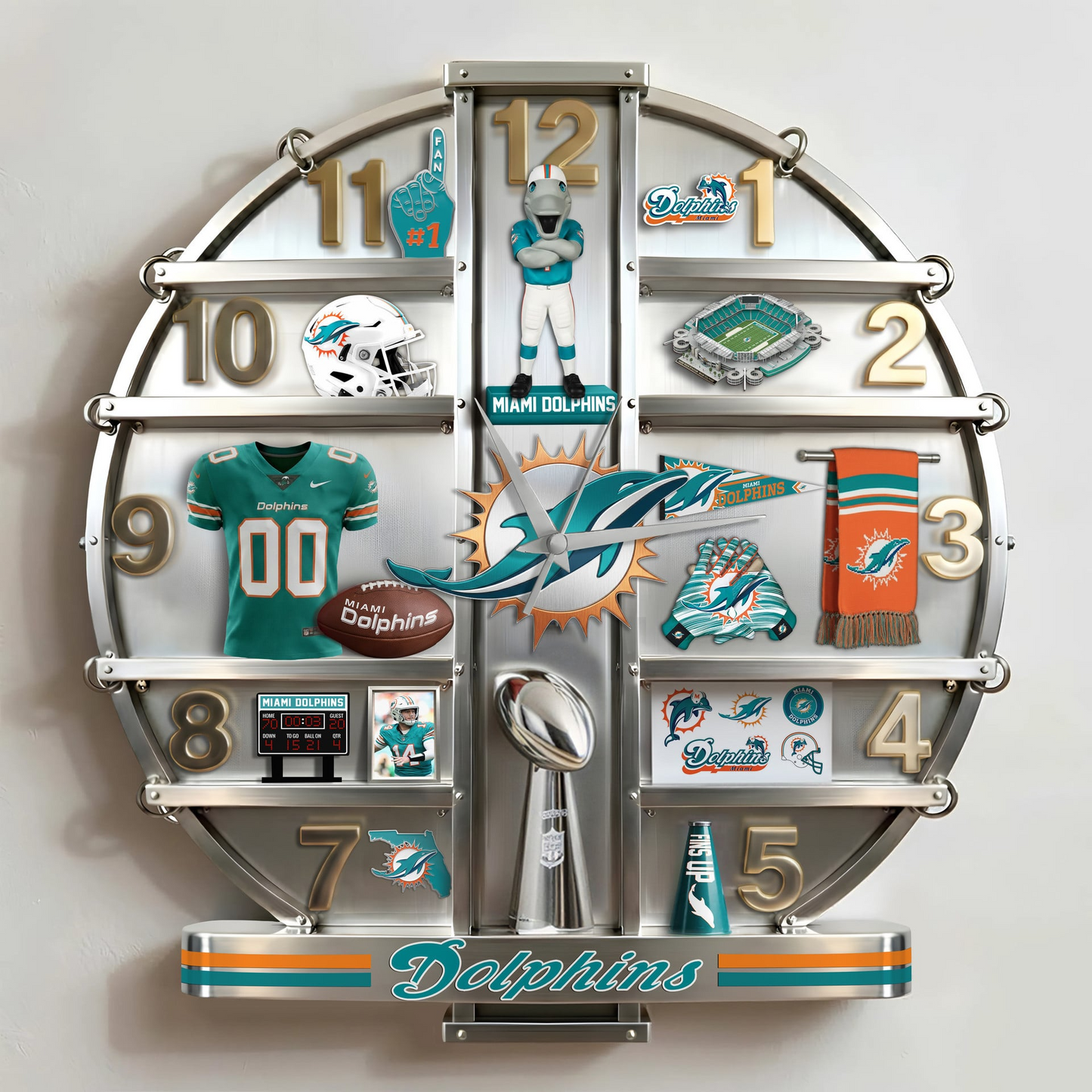 MD x NFL Home Decorative 3D Visual Effect Acrylic Wall Clock NAK CTKT