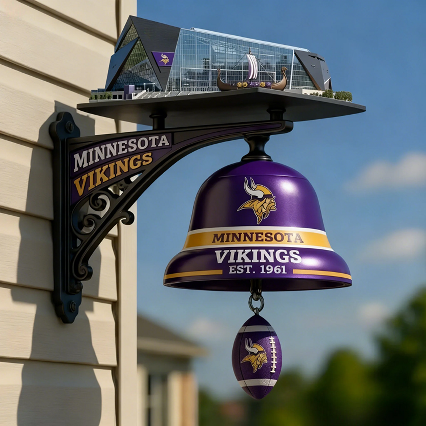 MIN X NFL Football Team Home Stadium-Themed Vintage Wall-Mounted Doorbell NAK NHT