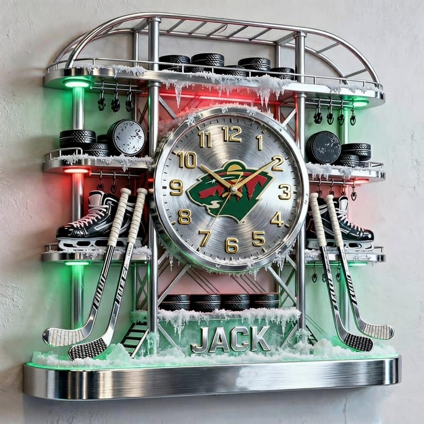 MIN X Personalized ice hockey arena tower themed clock NAK NHT