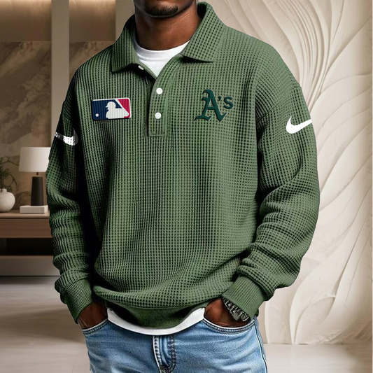 MLB x ATH Waffle Three Button Lapel Polo HLP HLPHUONG
