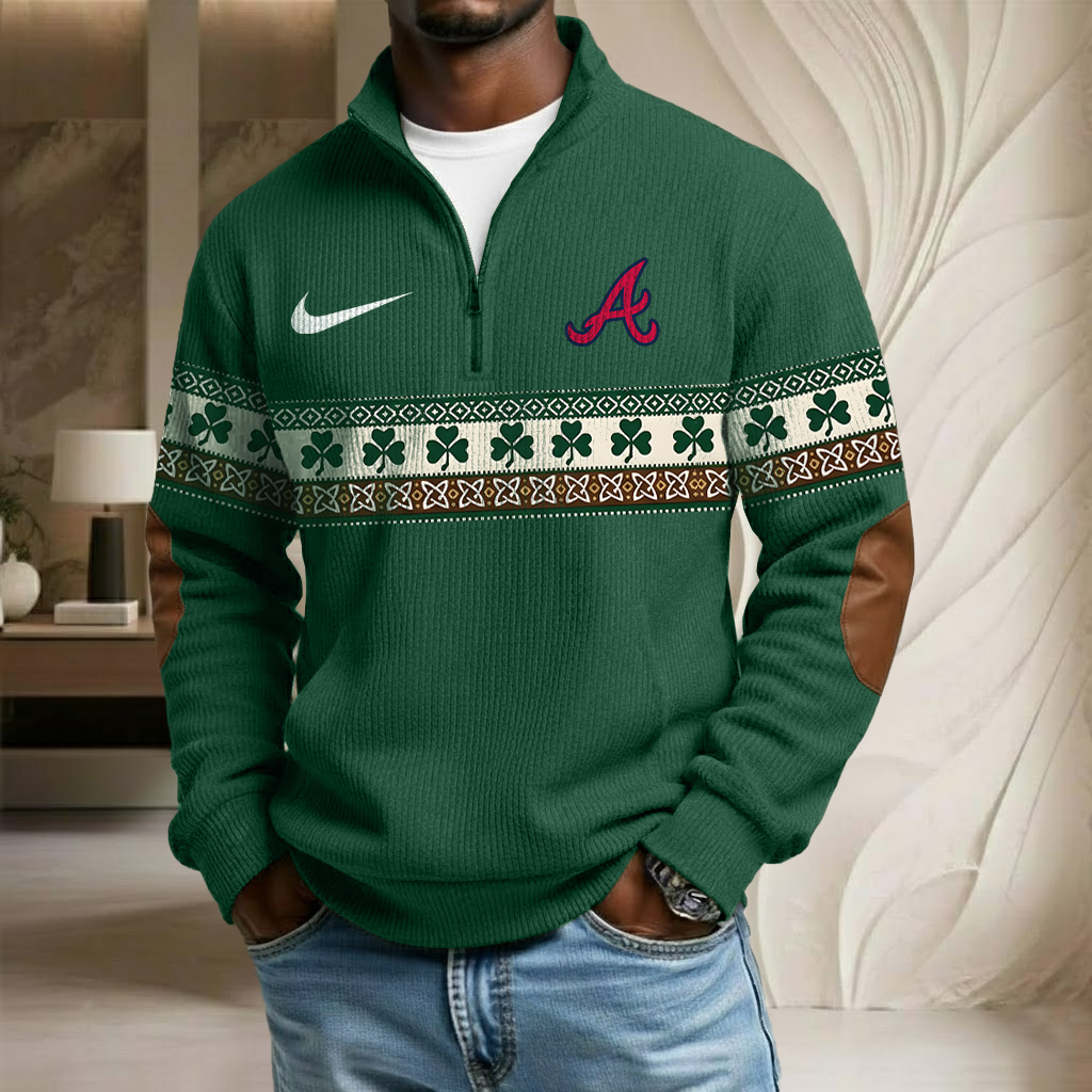 MLB x ATL Lucky St Patrick Day Stand Collar Half-zip Sweatshirt HLP HLPHUONG