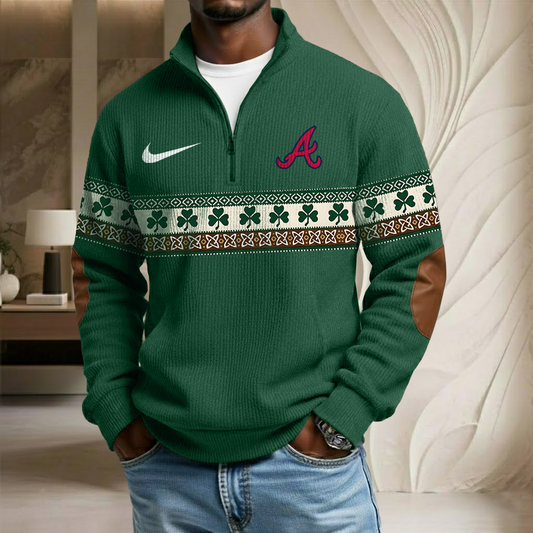 MLB x ATL Lucky St Patrick Day Stand Collar Half-zip Sweatshirt HLP HLPHUONG